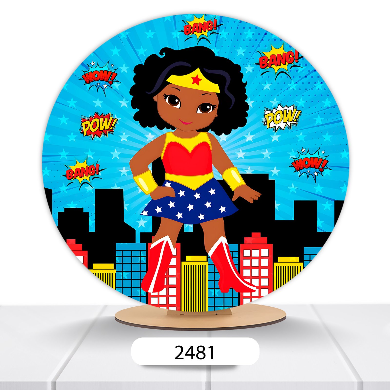 Painel Redondo Mulher Maravilha 50x50cm - Imagem 2