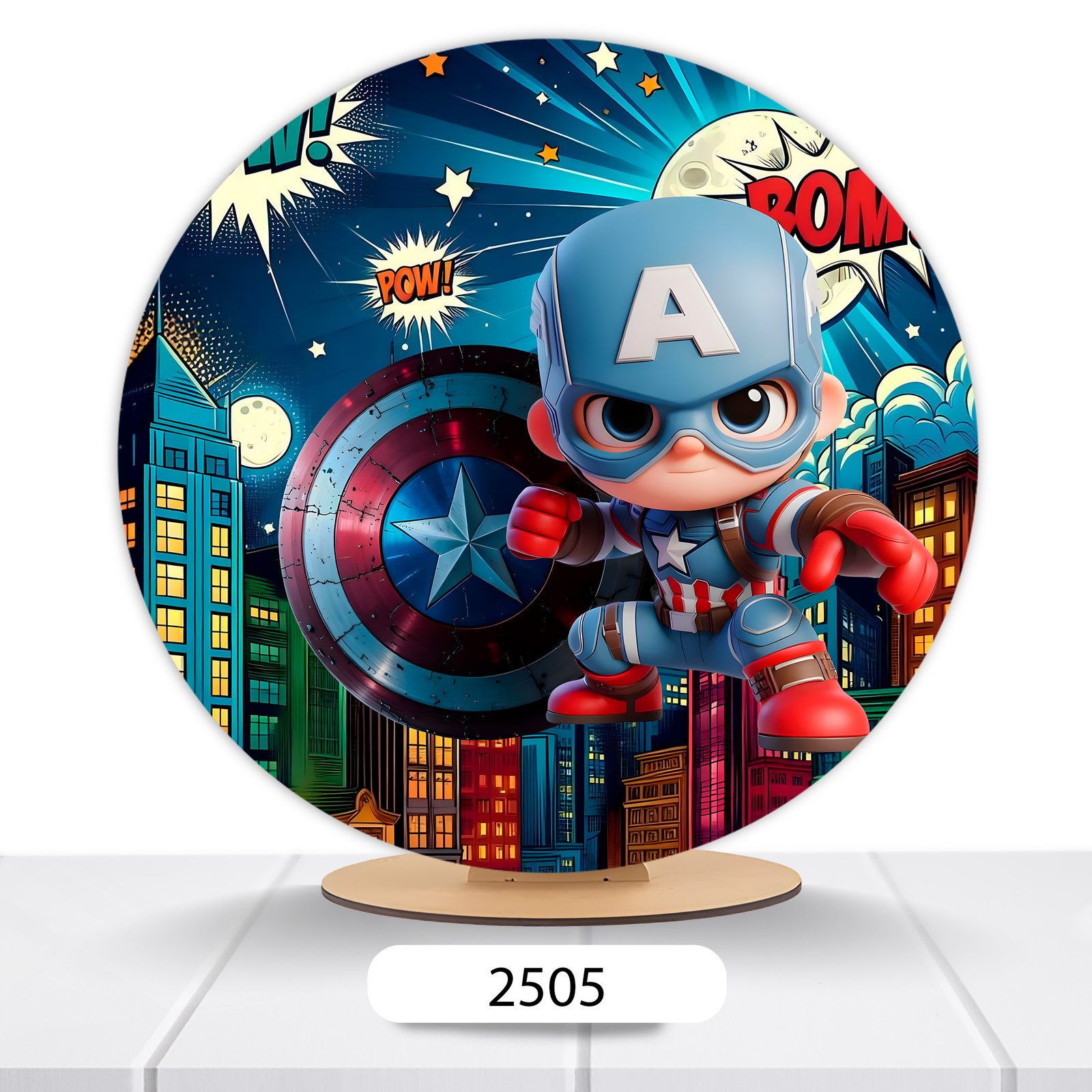 Painel Redondo Capitão America 50x50cm - Imagem 4