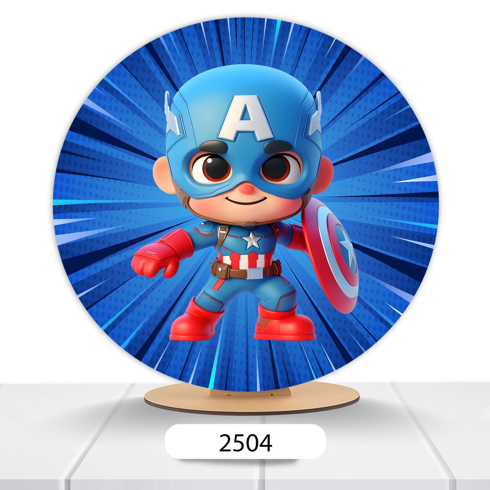 Painel Redondo Capitão America 50x50cm - Imagem 3