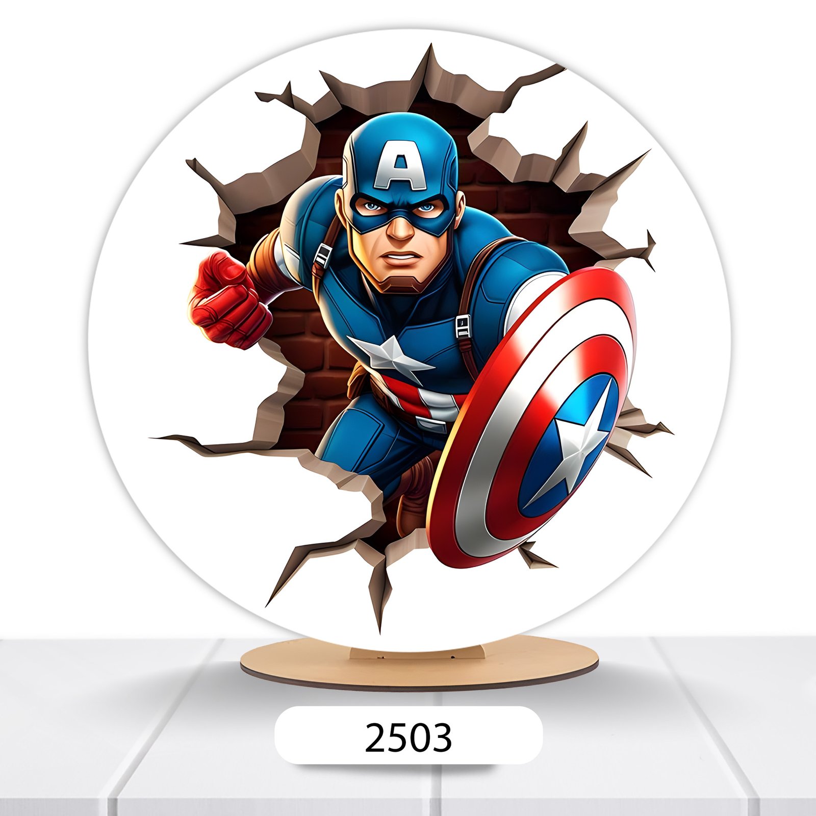 Painel Redondo Capitão America 50x50cm - Imagem 2