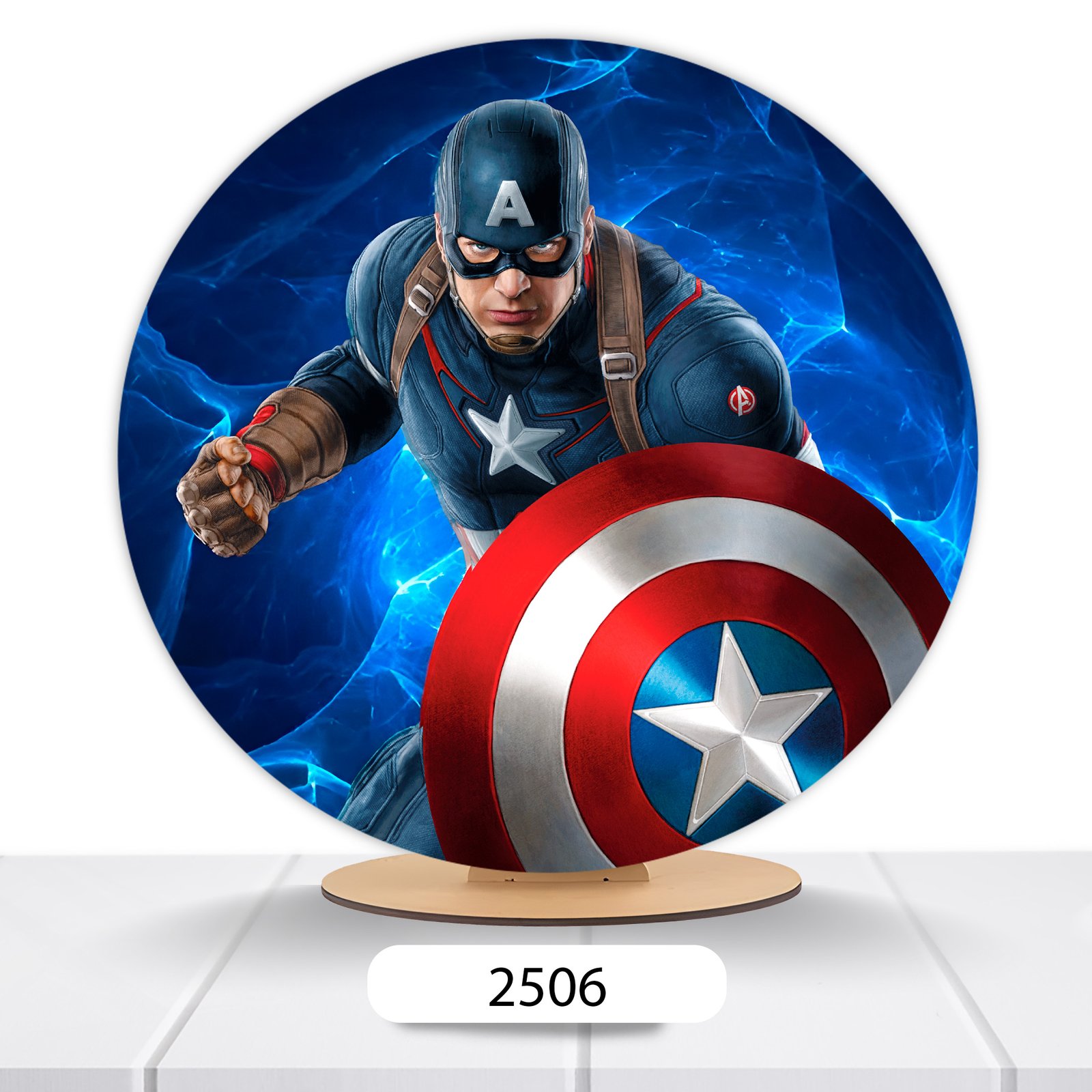 Painel Redondo Capitão America 50x50cm - Imagem 5