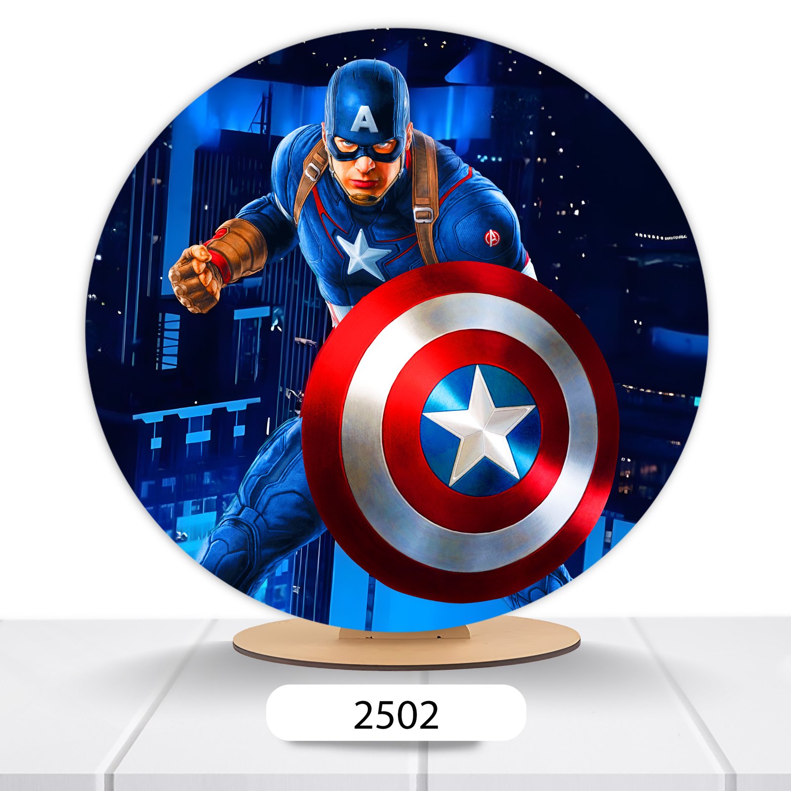 Painel Redondo Capitão America 50x50cm