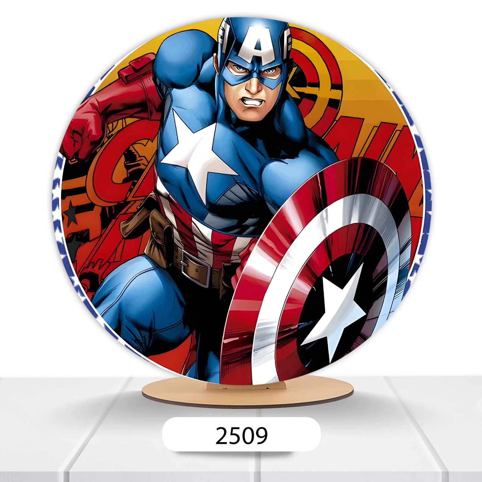 Painel Redondo Capitão America 50x50cm - Imagem 8