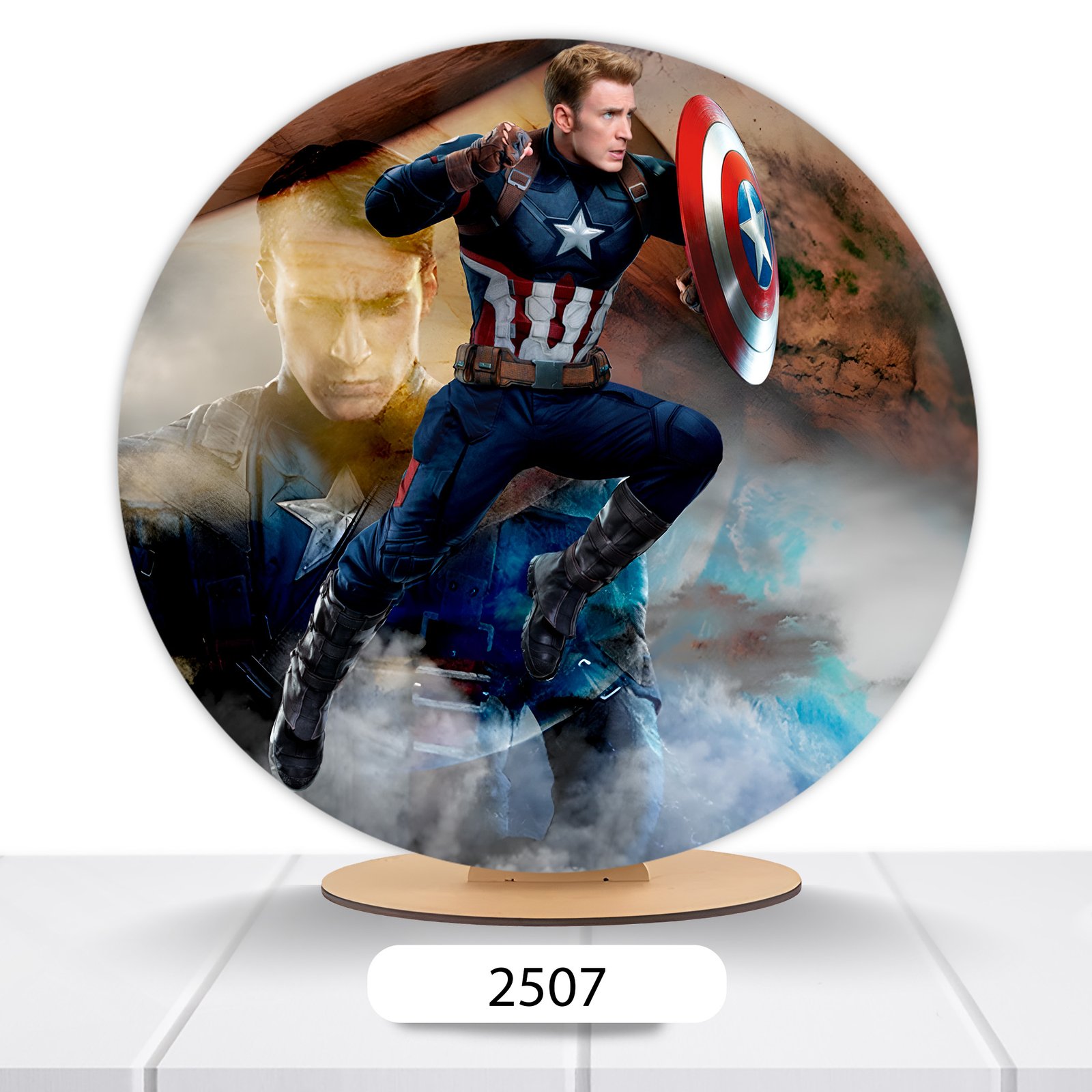 Painel Redondo Capitão America 50x50cm - Imagem 6