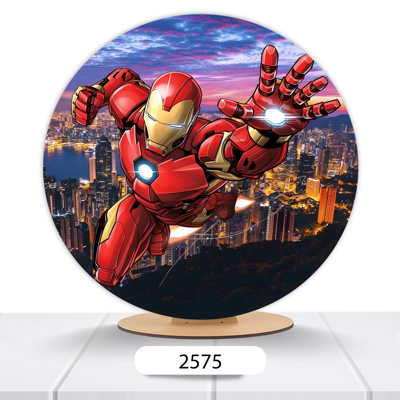 Painel Redondo Homem De Ferro 50x50cm