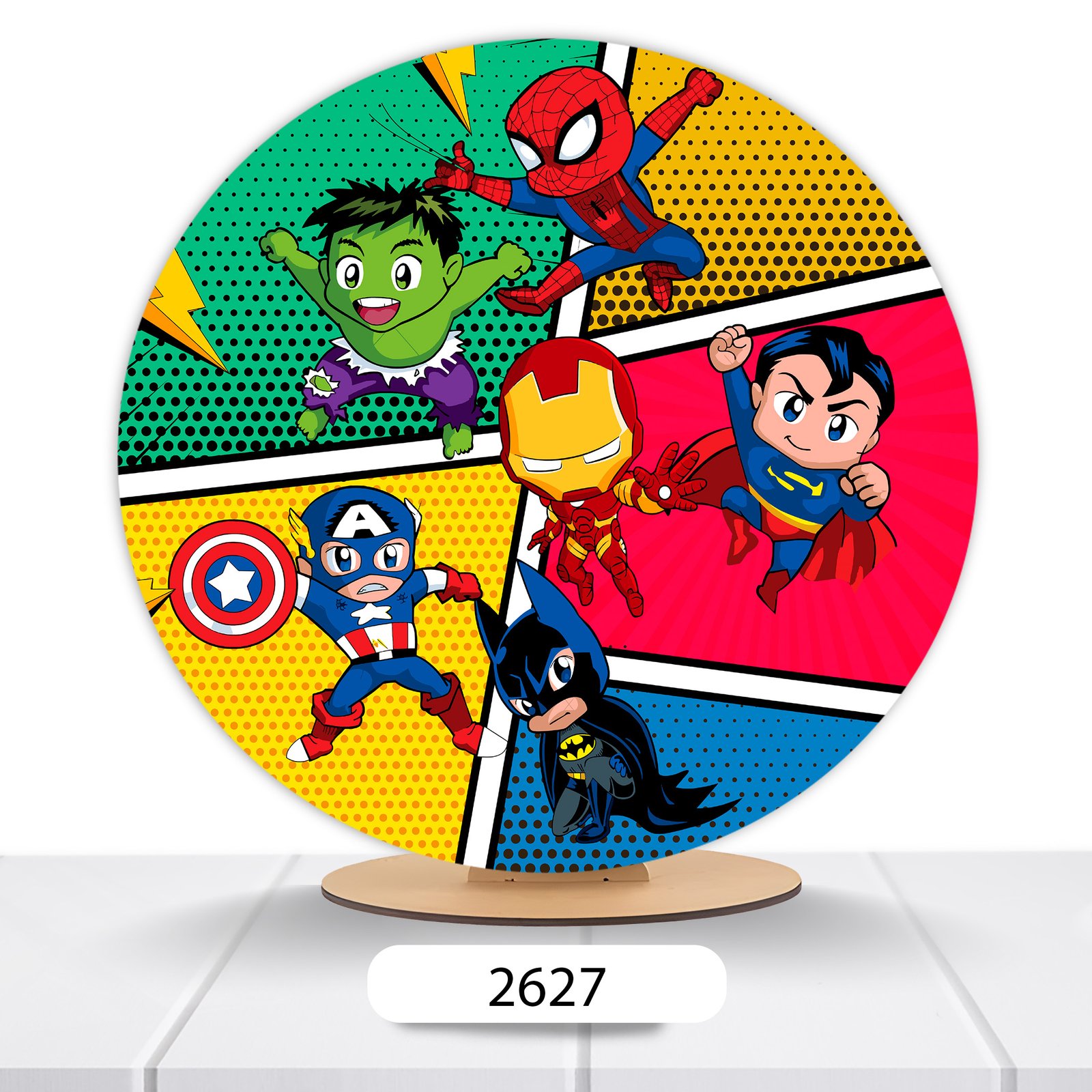 Painel Redondo Heróis 50x50cm - Imagem 2