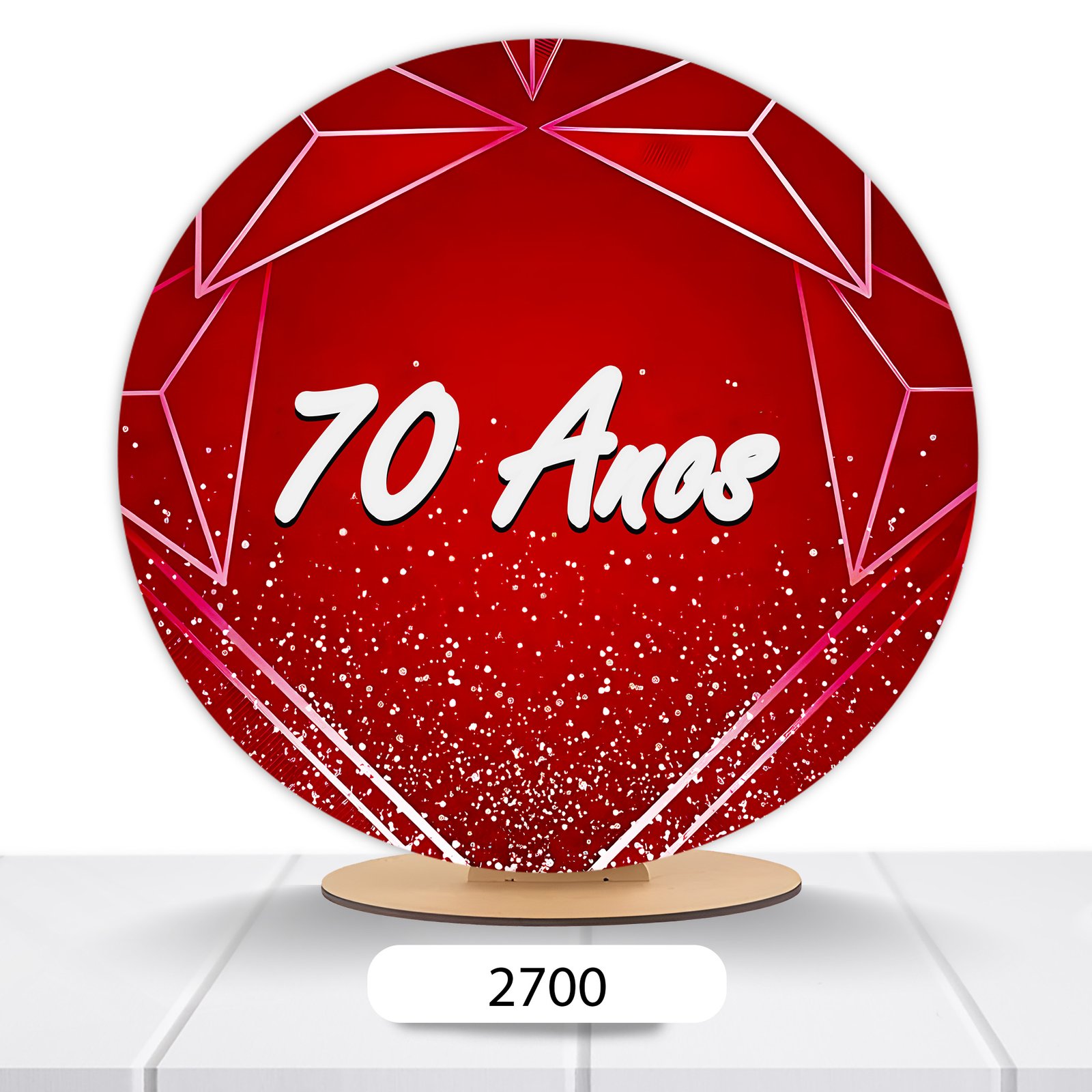 Painel Redondo 70 Anos 50x50cm