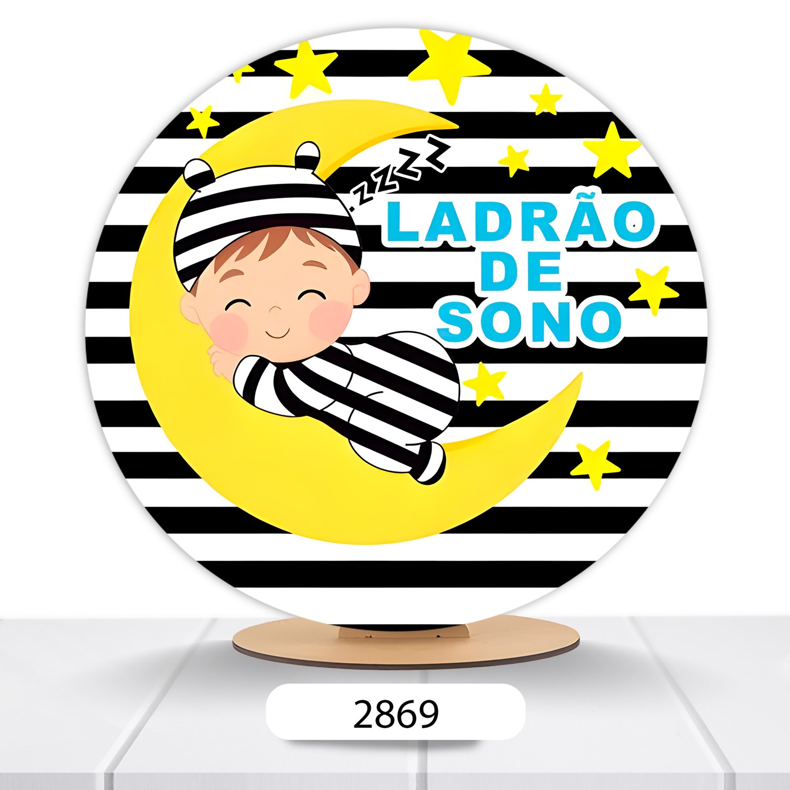 Painel Redondo Ladrão Do Sono Rei e Rainha Da Madrugada 50x50cm
