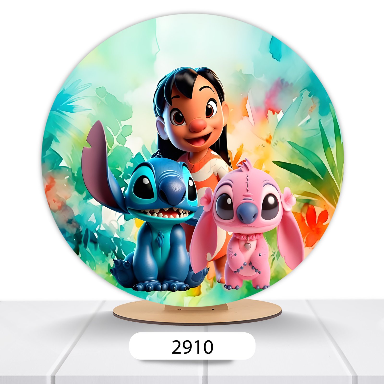 Painel Redondo Lilo E Stitch 50x50cm - Imagem 19