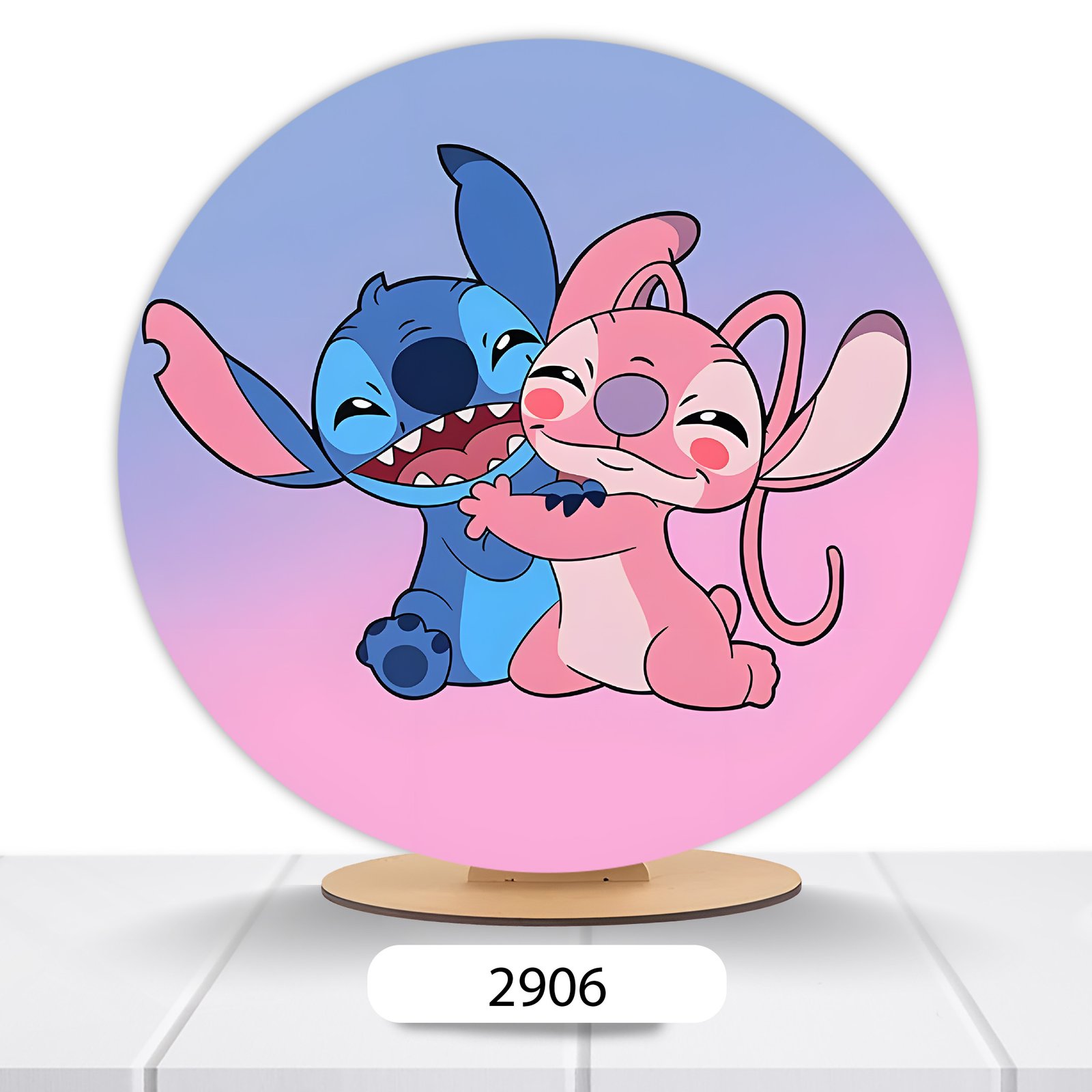 Painel Redondo Lilo E Stitch 50x50cm - Imagem 15