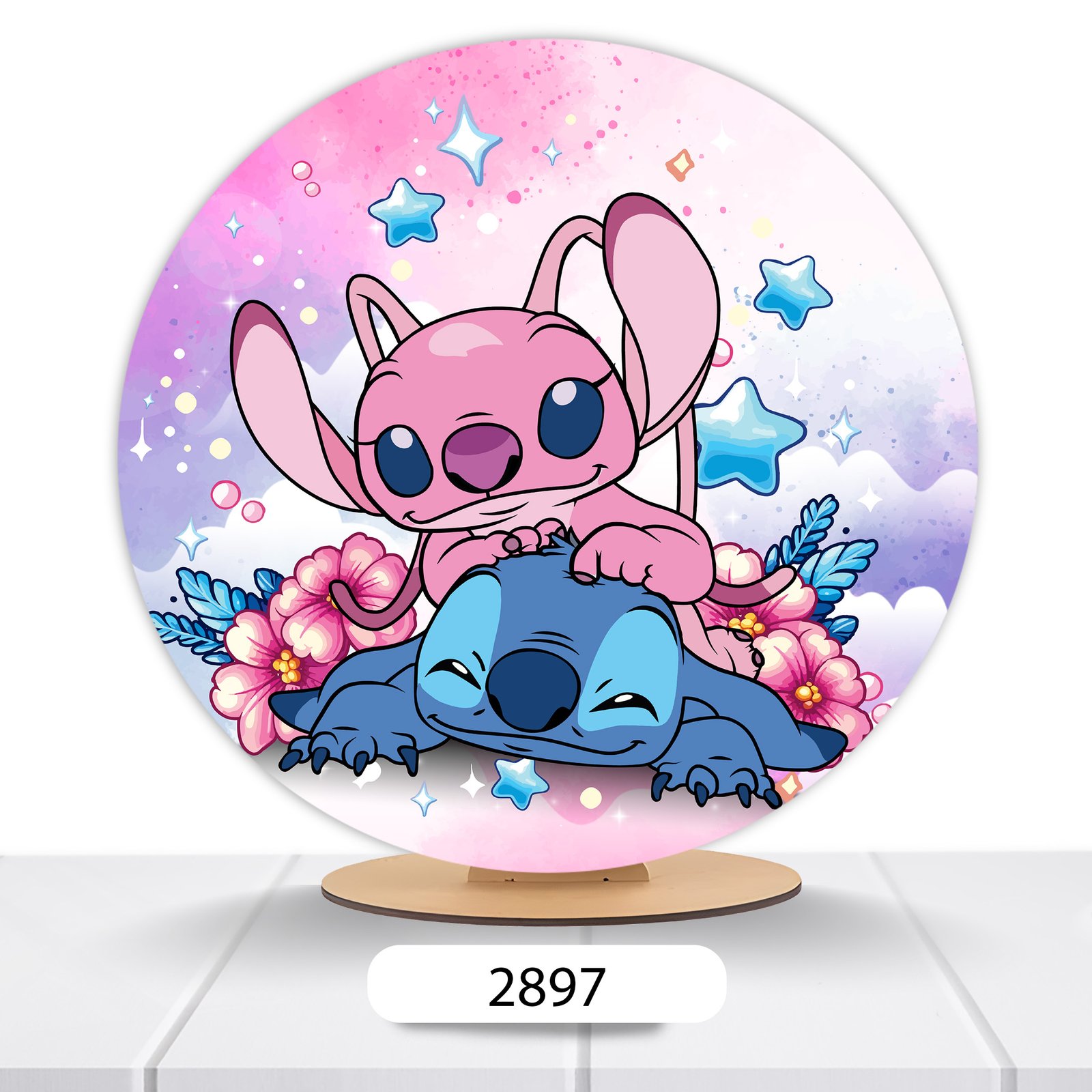 Painel Redondo Lilo E Stitch 50x50cm - Imagem 6