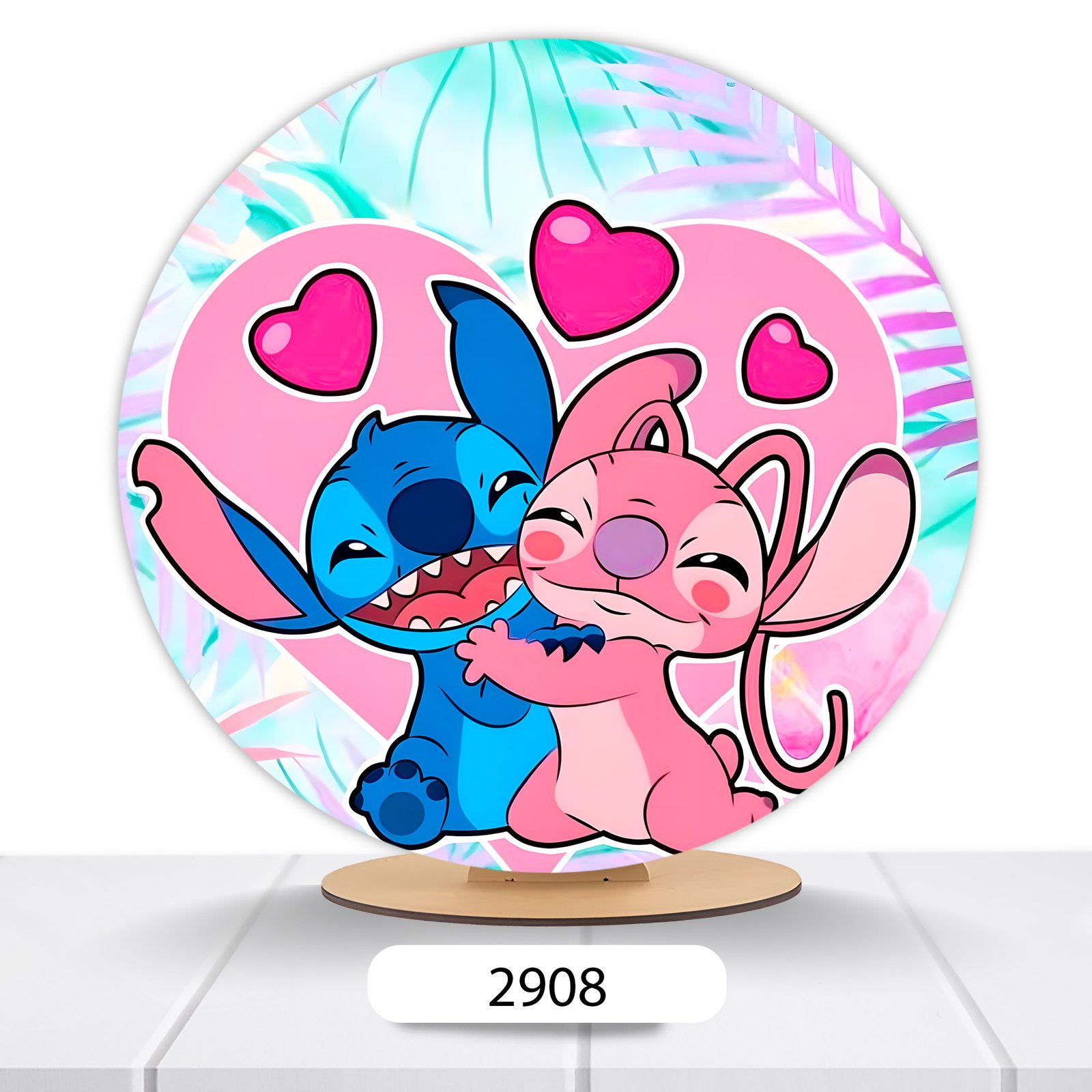 Painel Redondo Lilo E Stitch 50x50cm - Imagem 17