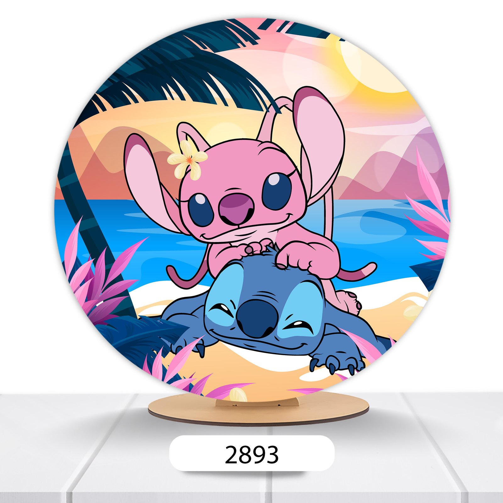 Painel Redondo Lilo E Stitch 50x50cm - Imagem 2