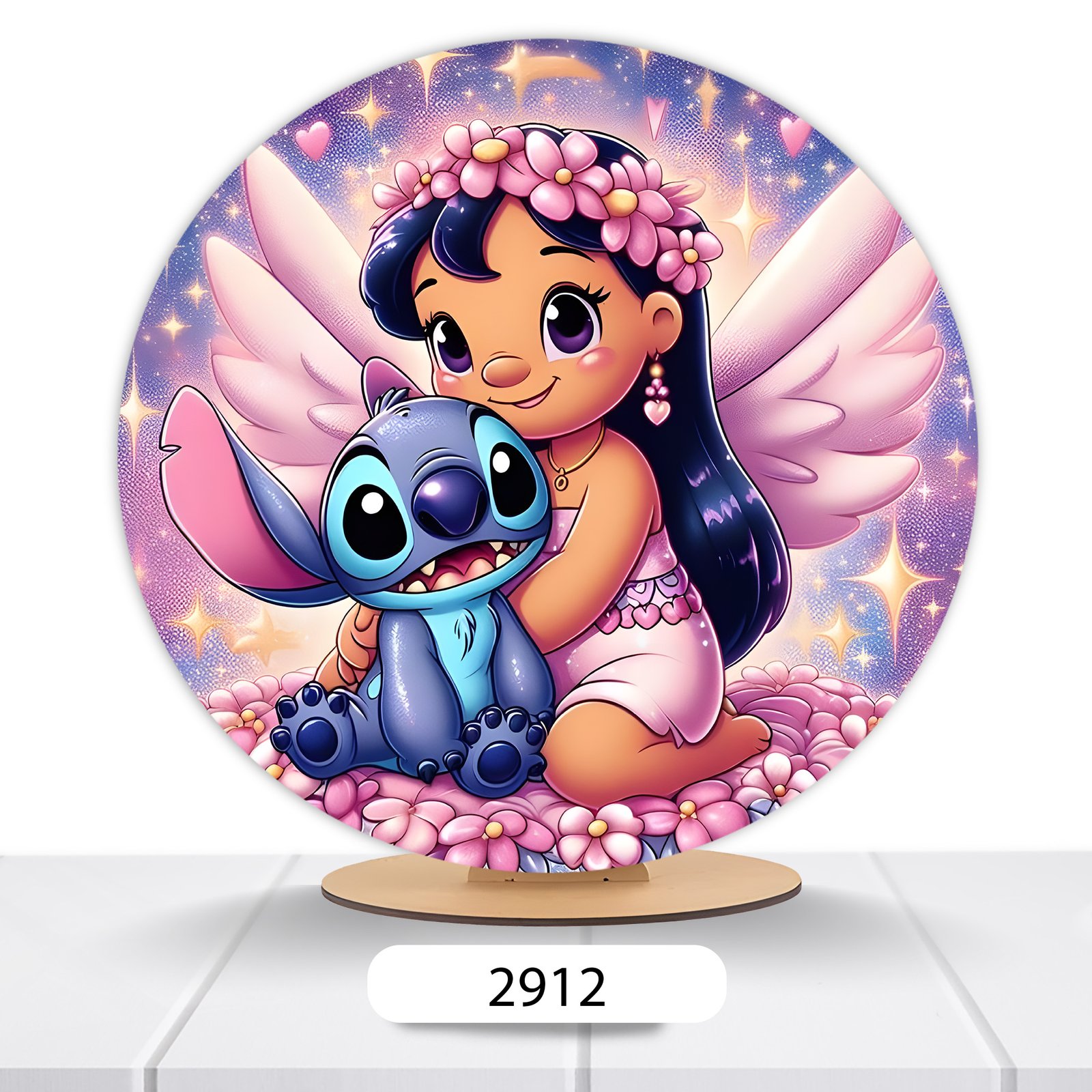 Painel Redondo Lilo E Stitch 50x50cm - Imagem 2