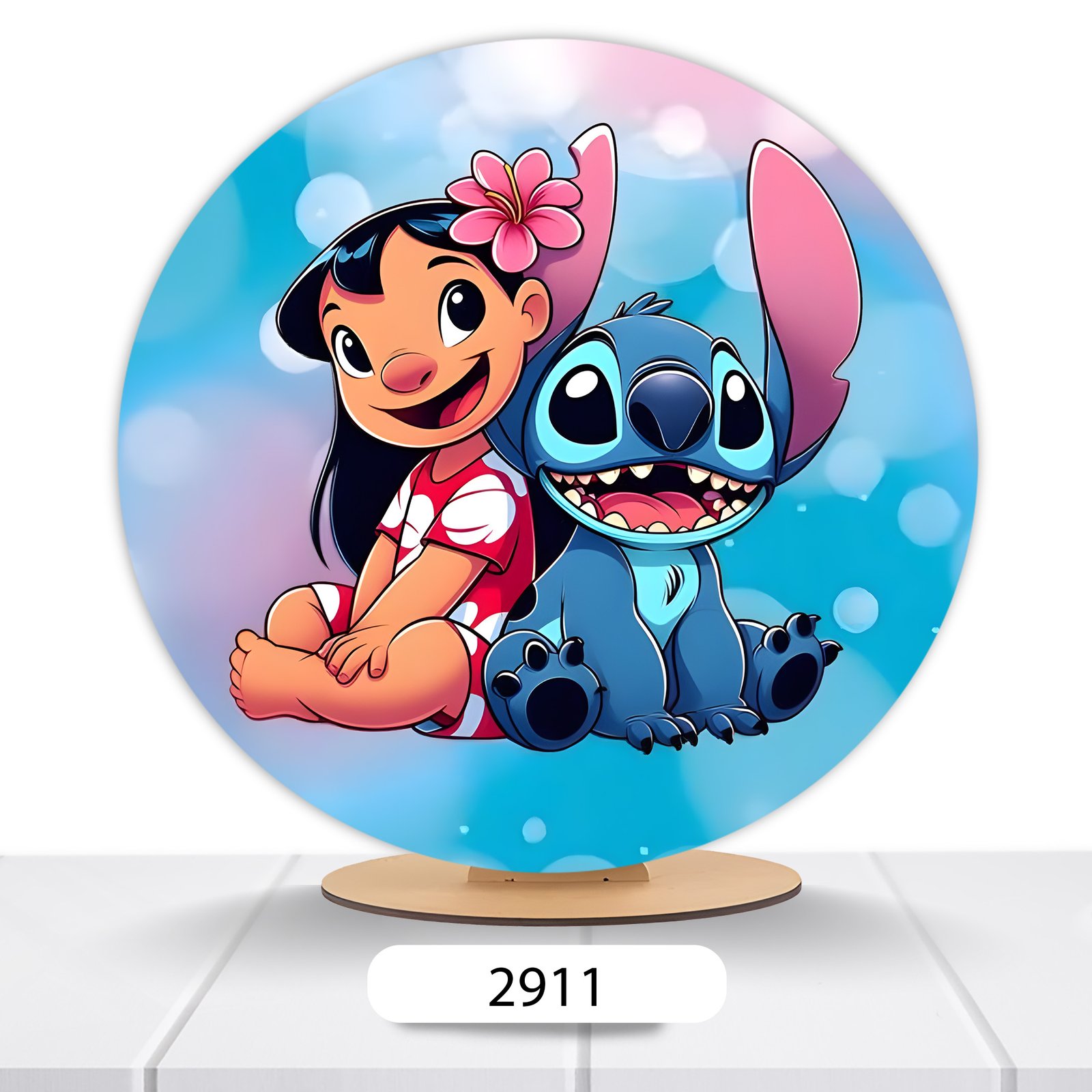 Painel Redondo Lilo E Stitch 50x50cm