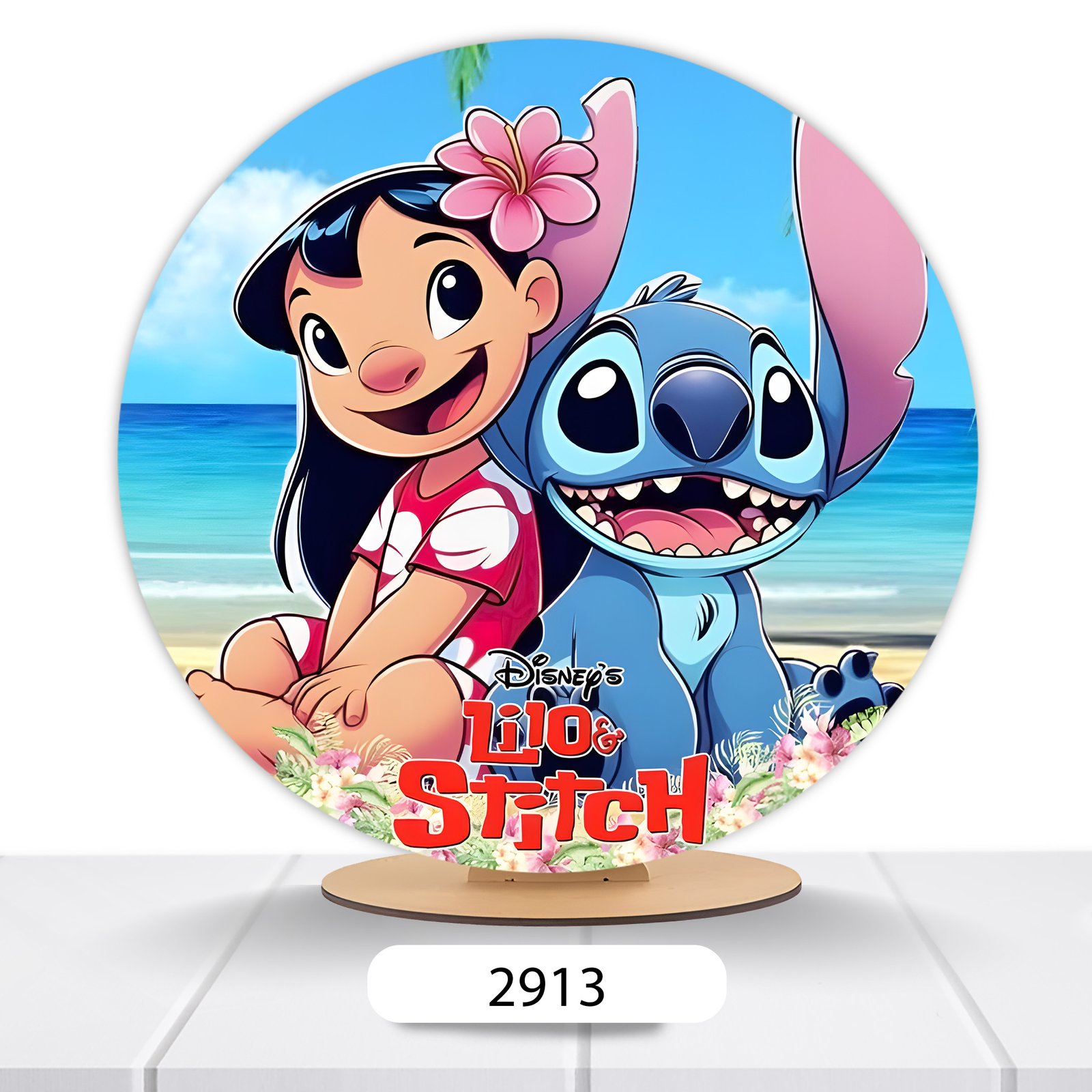 Painel Redondo Lilo E Stitch 50x50cm - Imagem 3