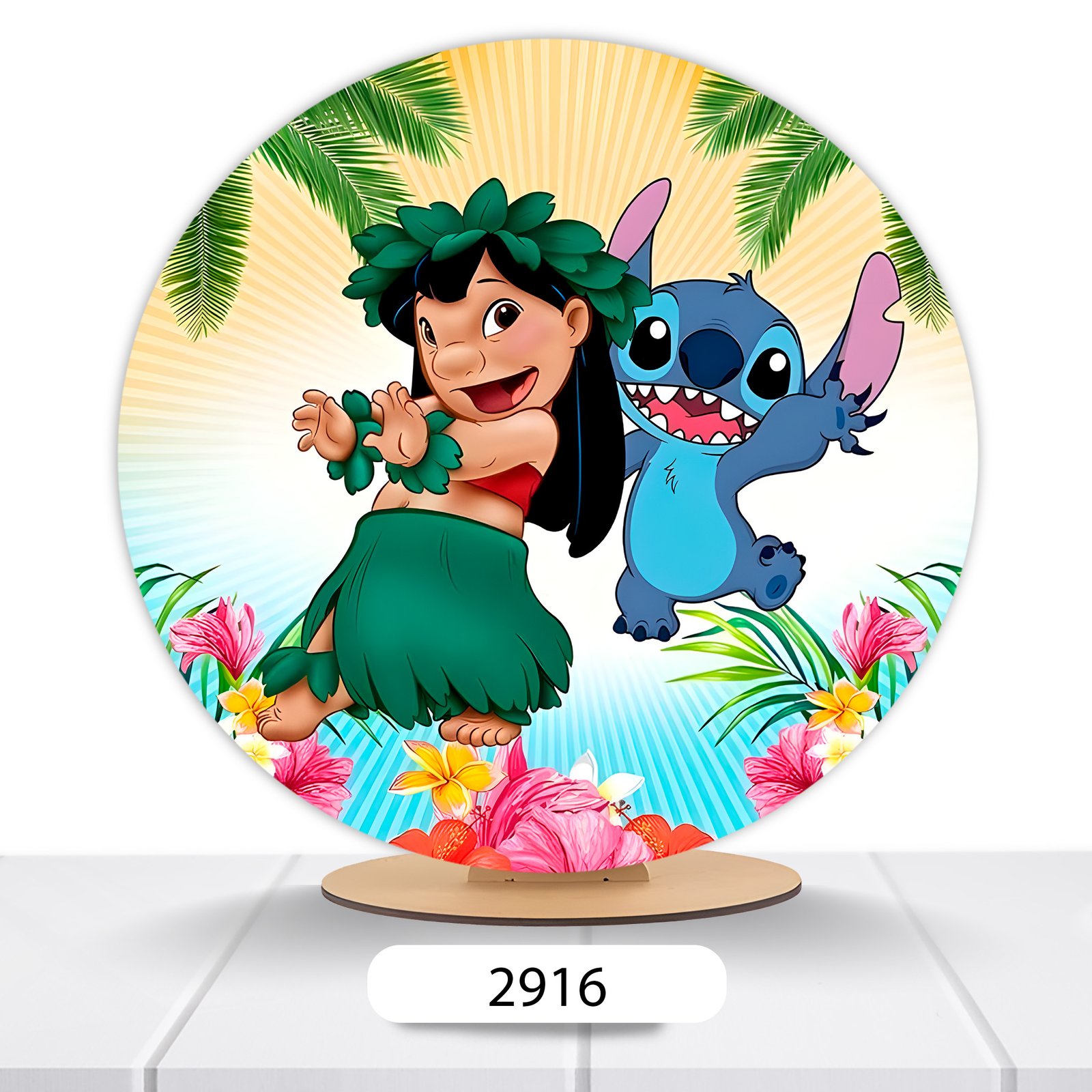 Painel Redondo Lilo E Stitch 50x50cm - Imagem 6