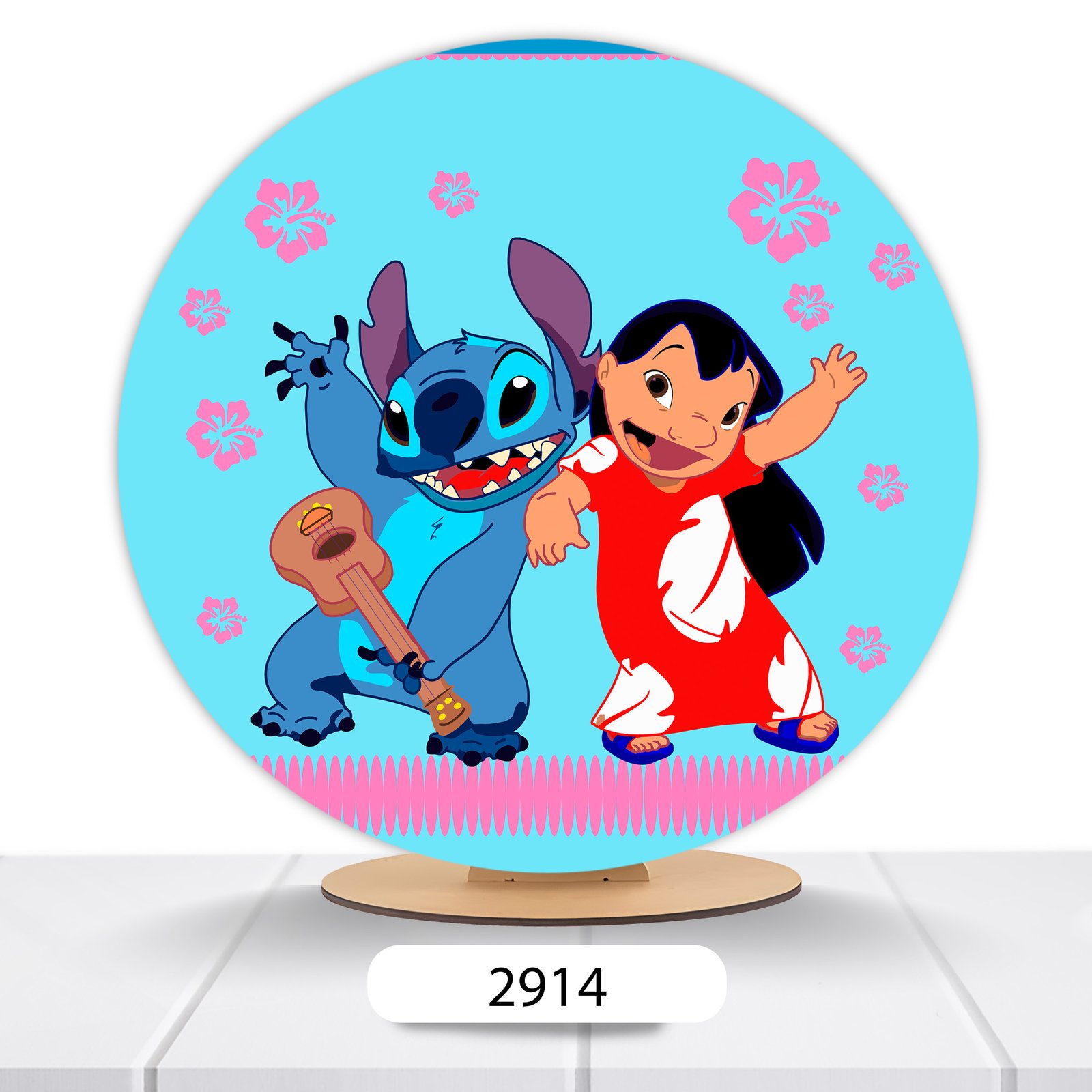 Painel Redondo Lilo E Stitch 50x50cm - Imagem 4