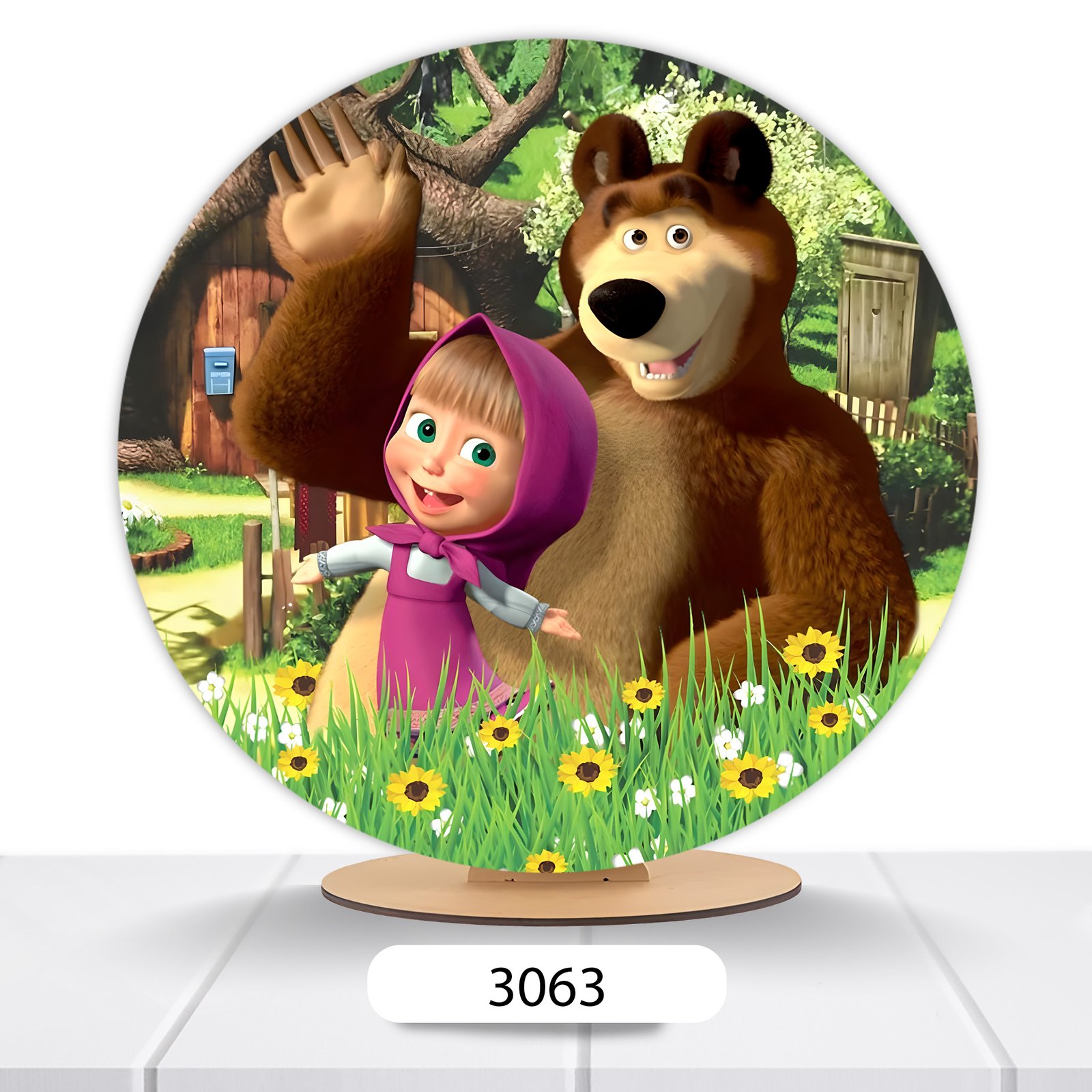 Painel Redondo Masha E O Urso 50x50cm - Imagem 3