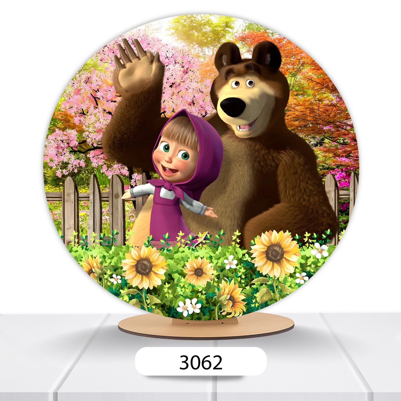 Painel Redondo Masha E O Urso 50x50cm - Imagem 2