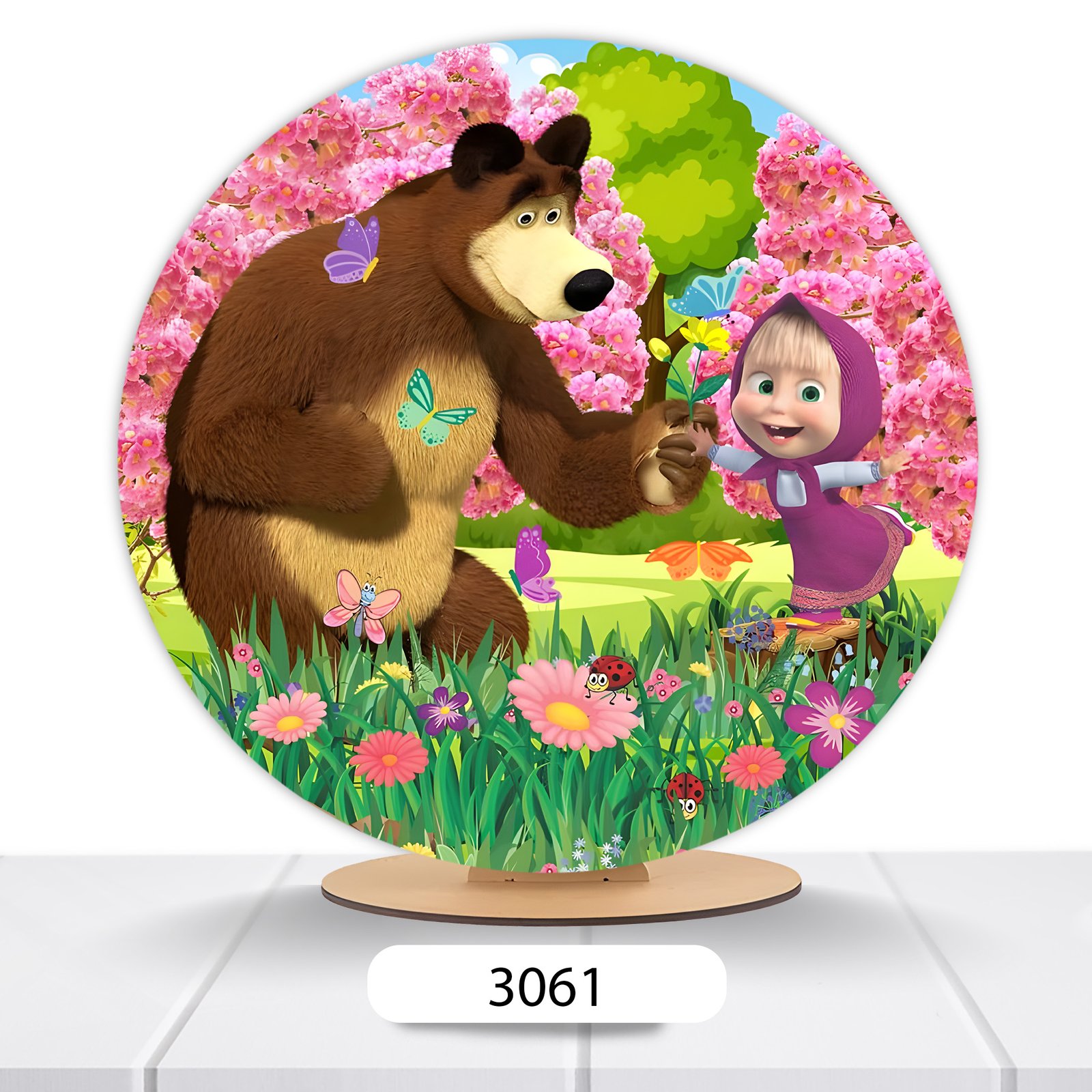 Painel Redondo Masha E O Urso 50x50cm