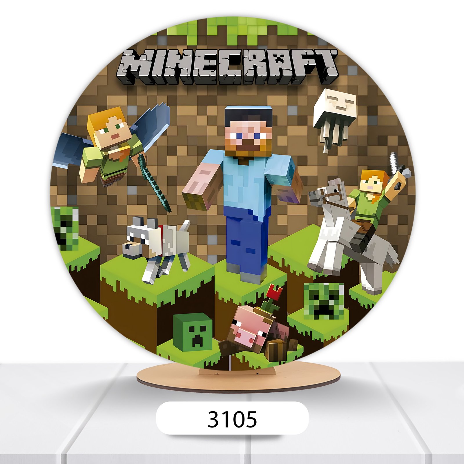 Painel Redondo Minecraft 50x50cm - Imagem 6