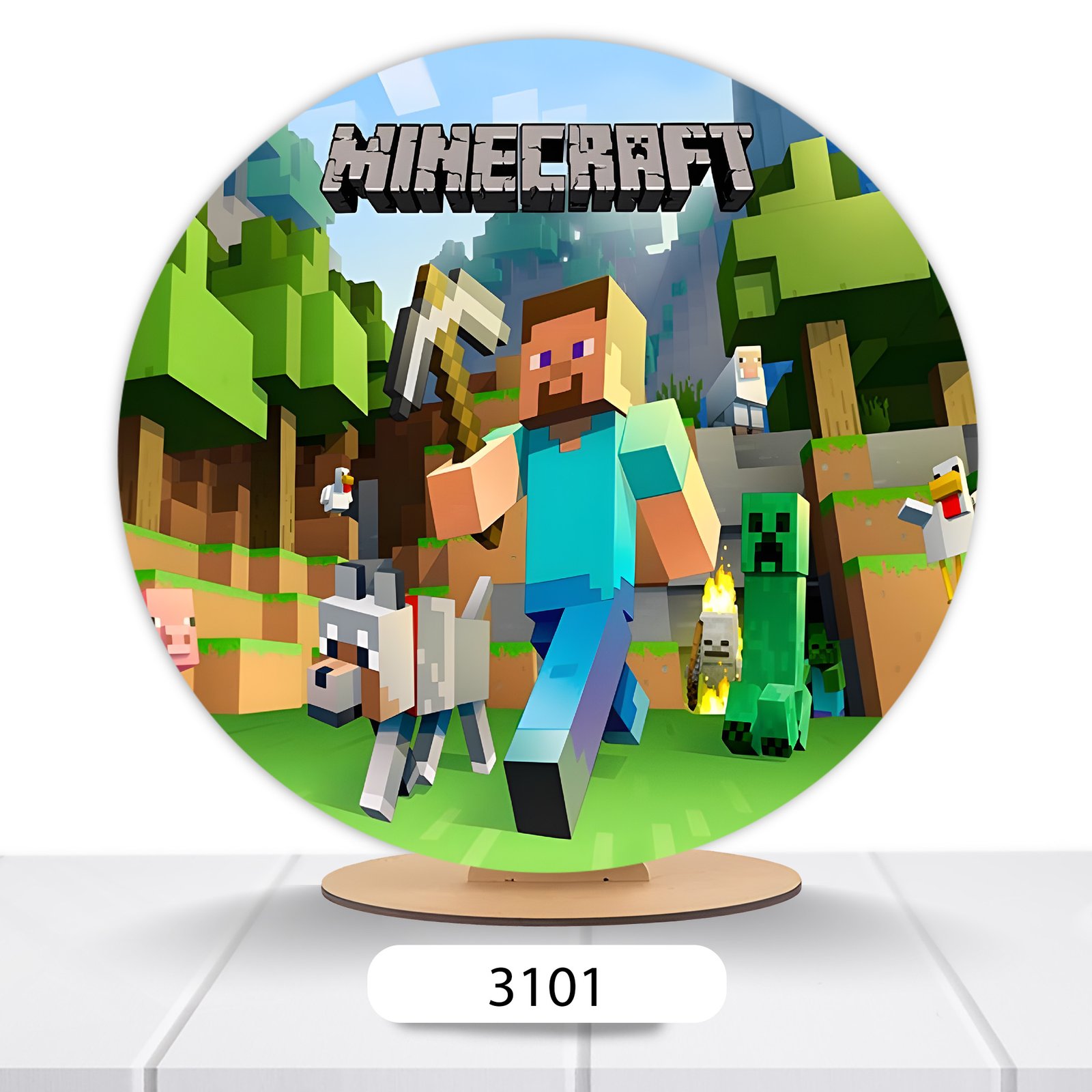 Painel Redondo Minecraft 50x50cm - Imagem 2