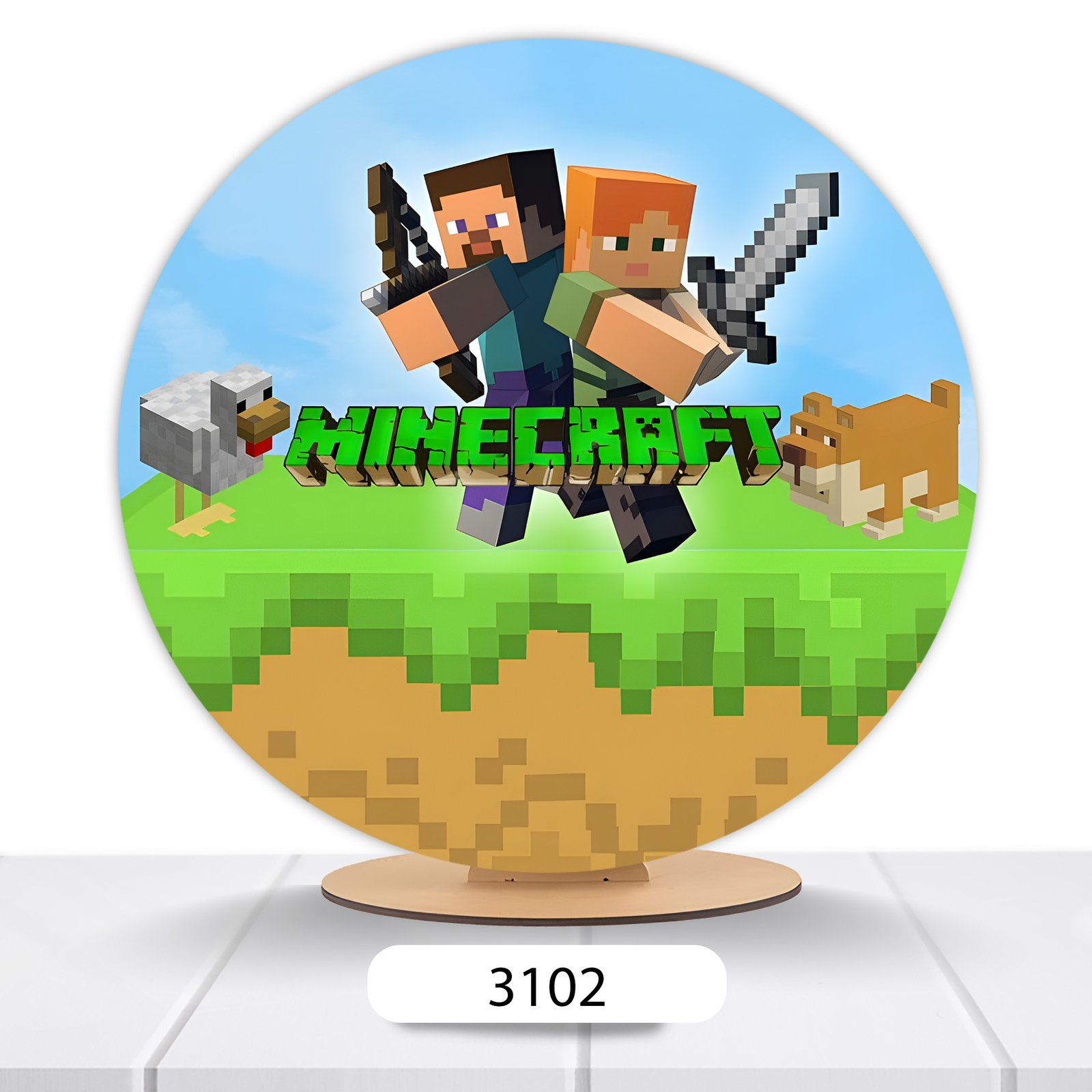 Painel Redondo Minecraft 50x50cm - Imagem 3