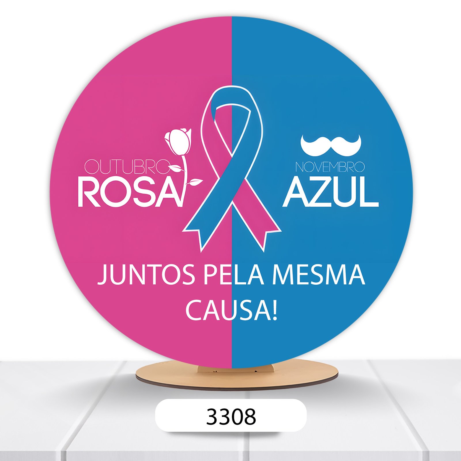 Painel Redondo Outubro Rosa 50x50cm