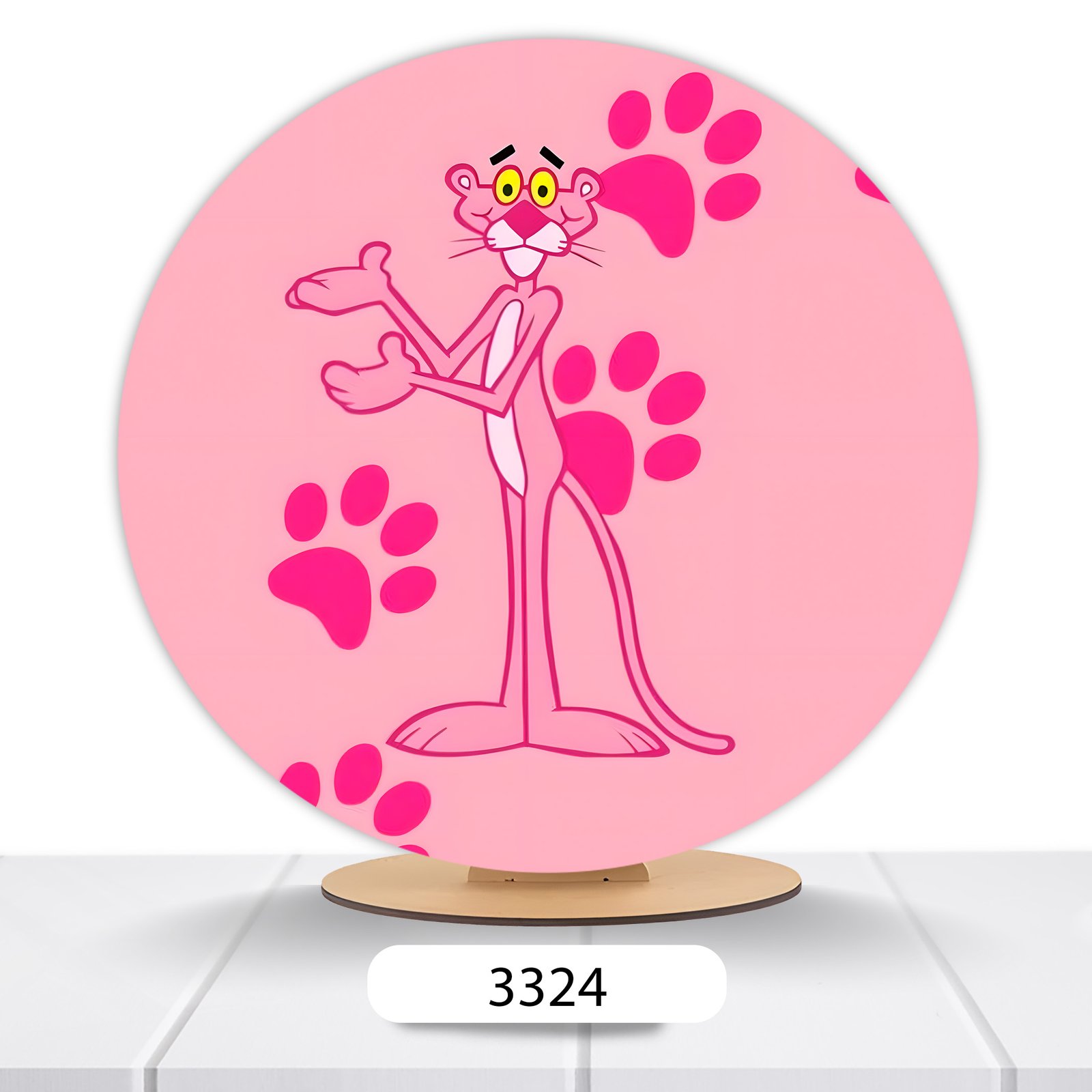 Painel Redondo Pantera Cor De Rosa 50x50cm - Imagem 2