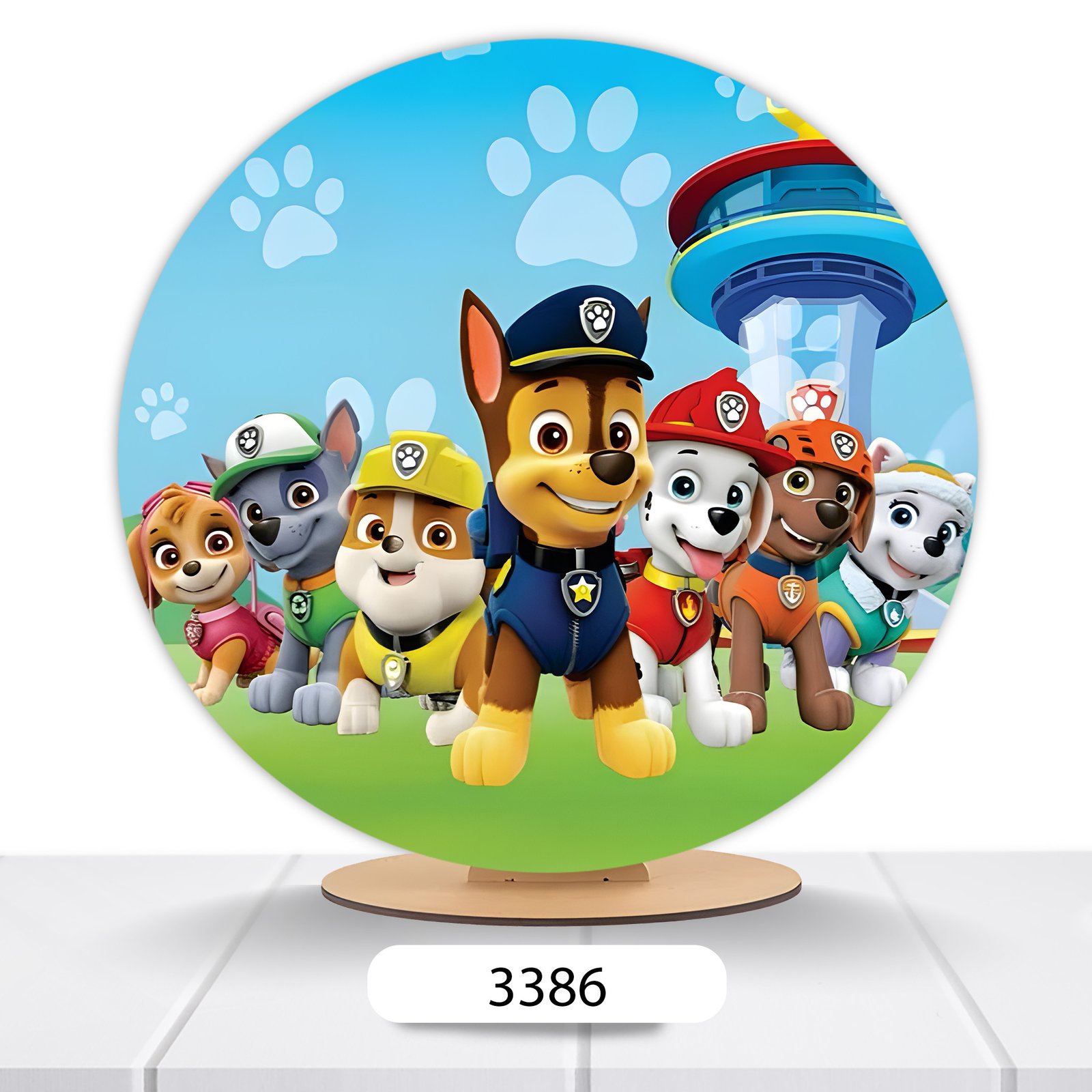 Painel Redondo Patrulha Canina 50x50cm - Imagem 3