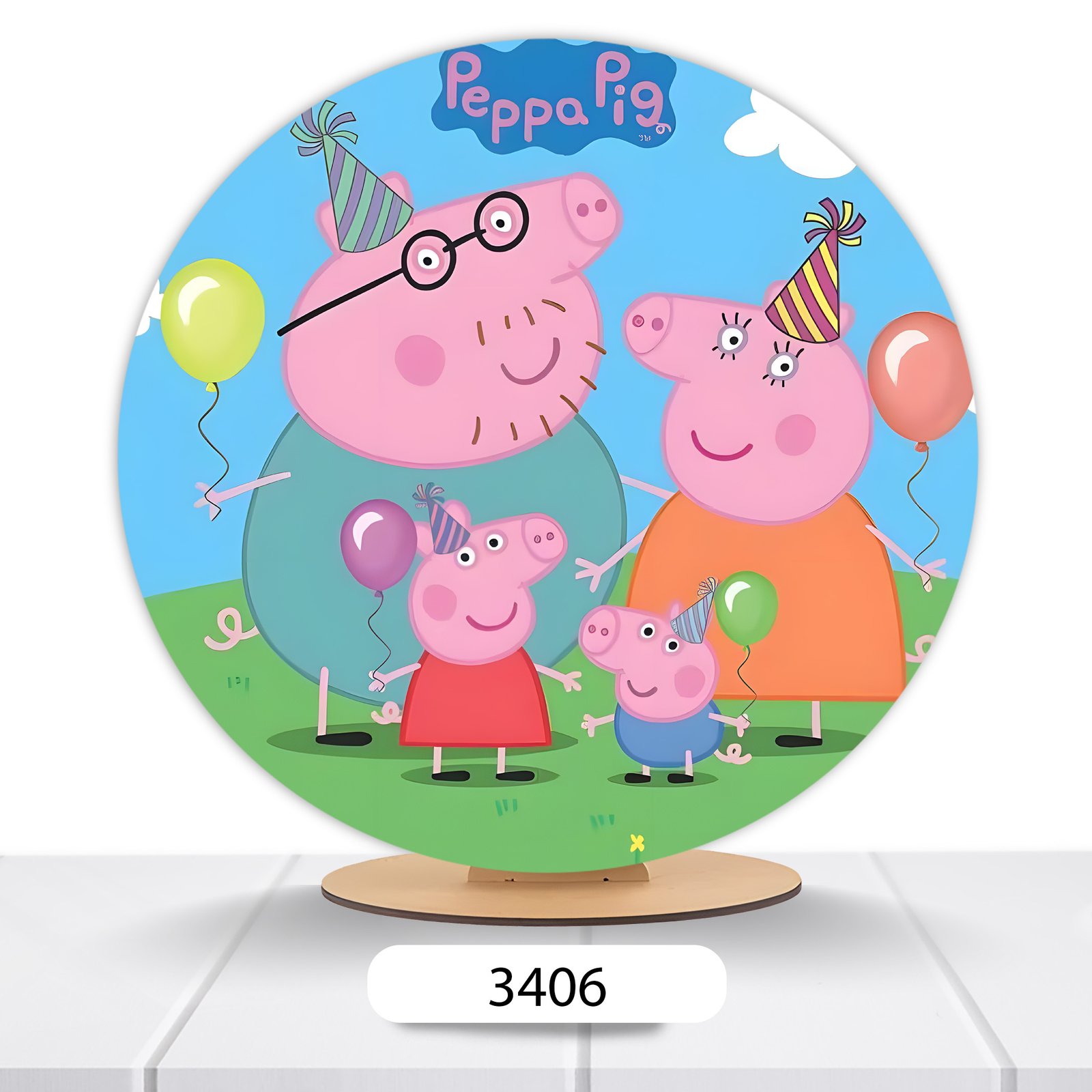 Painel Redondo Peppa Pig 50x50cm