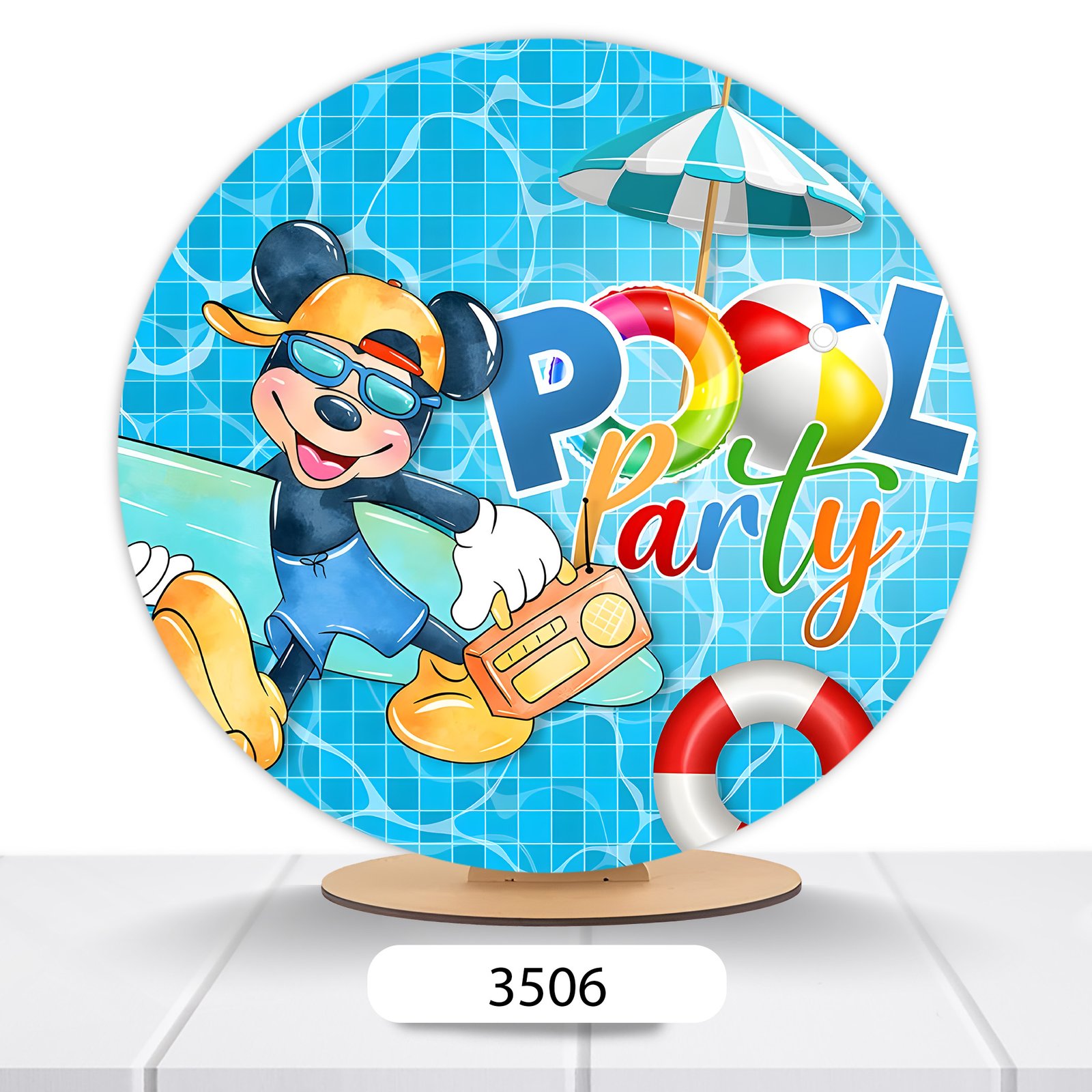 Painel Redondo Pool Party 50x50cm - Imagem 3