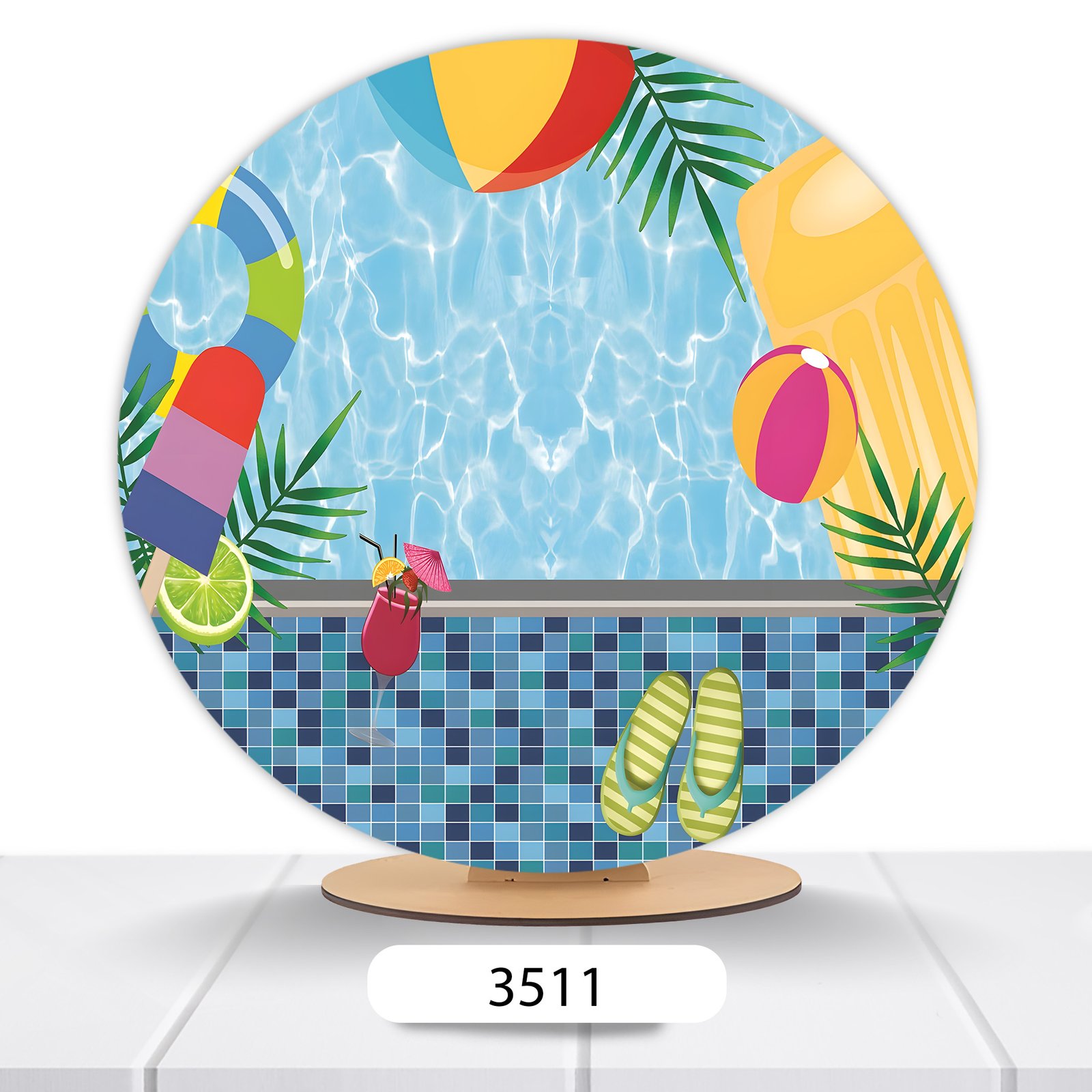 Painel Redondo Pool Party 50x50cm - Imagem 8
