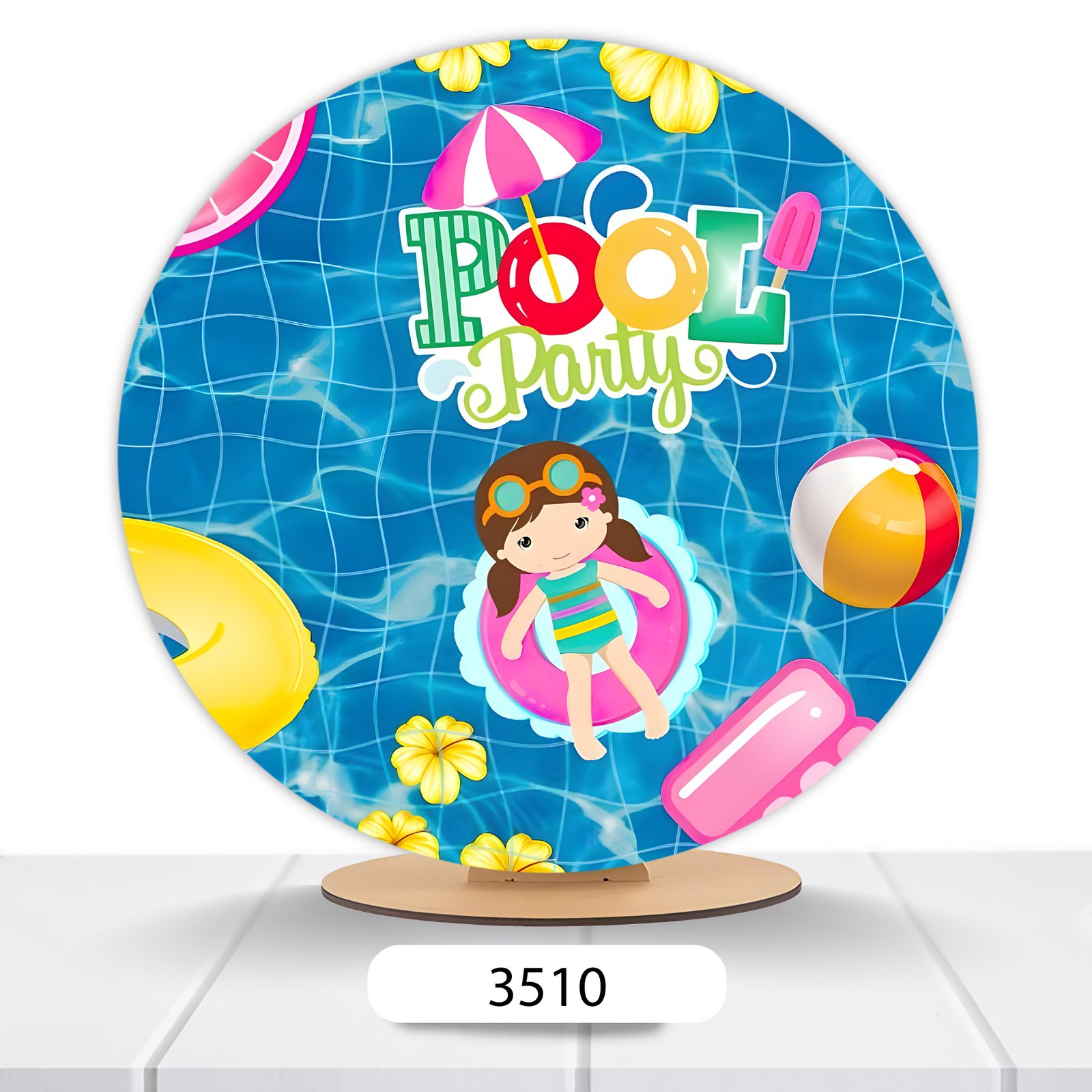 Painel Redondo Pool Party 50x50cm - Imagem 7