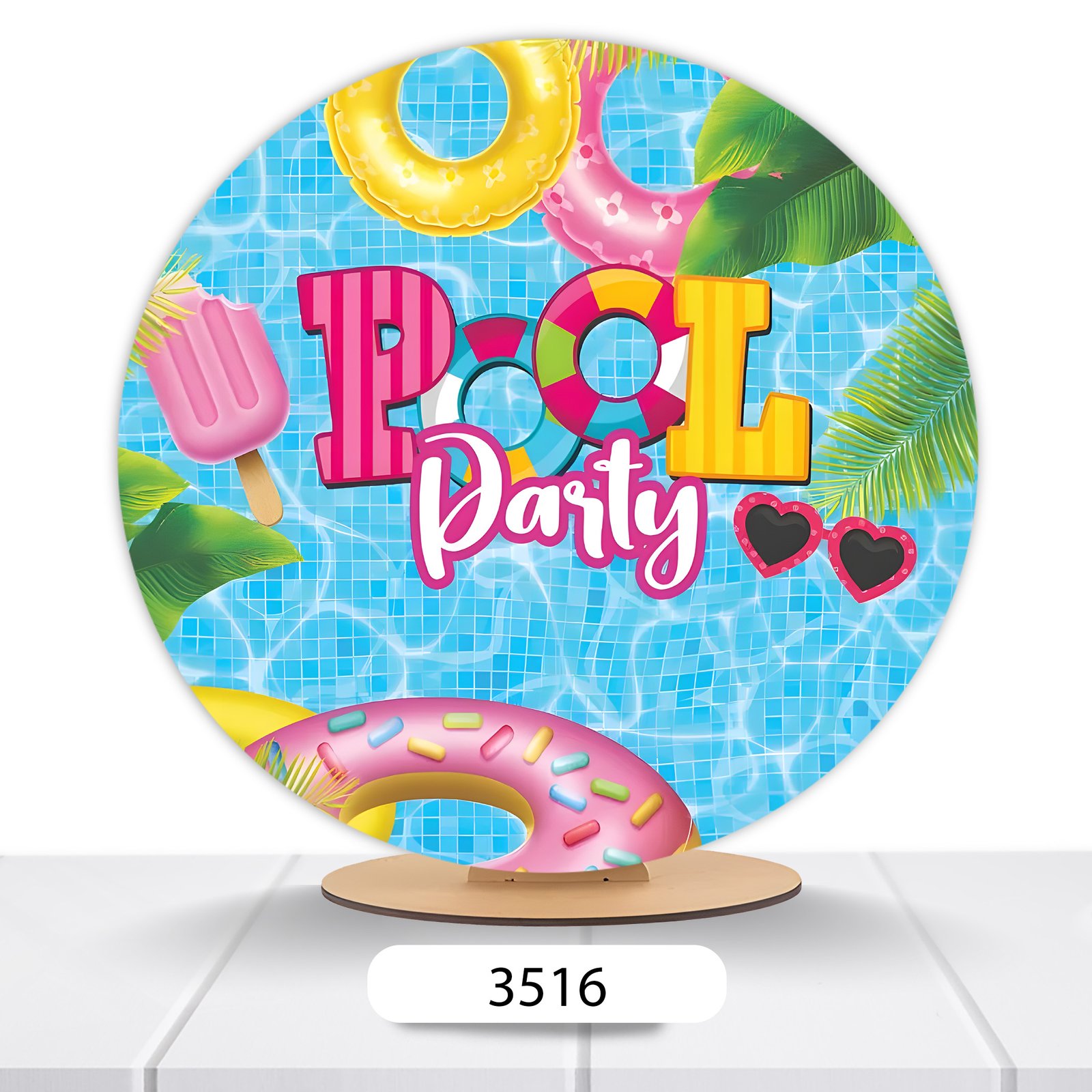 Painel Redondo Pool Party 50x50cm - Imagem 13