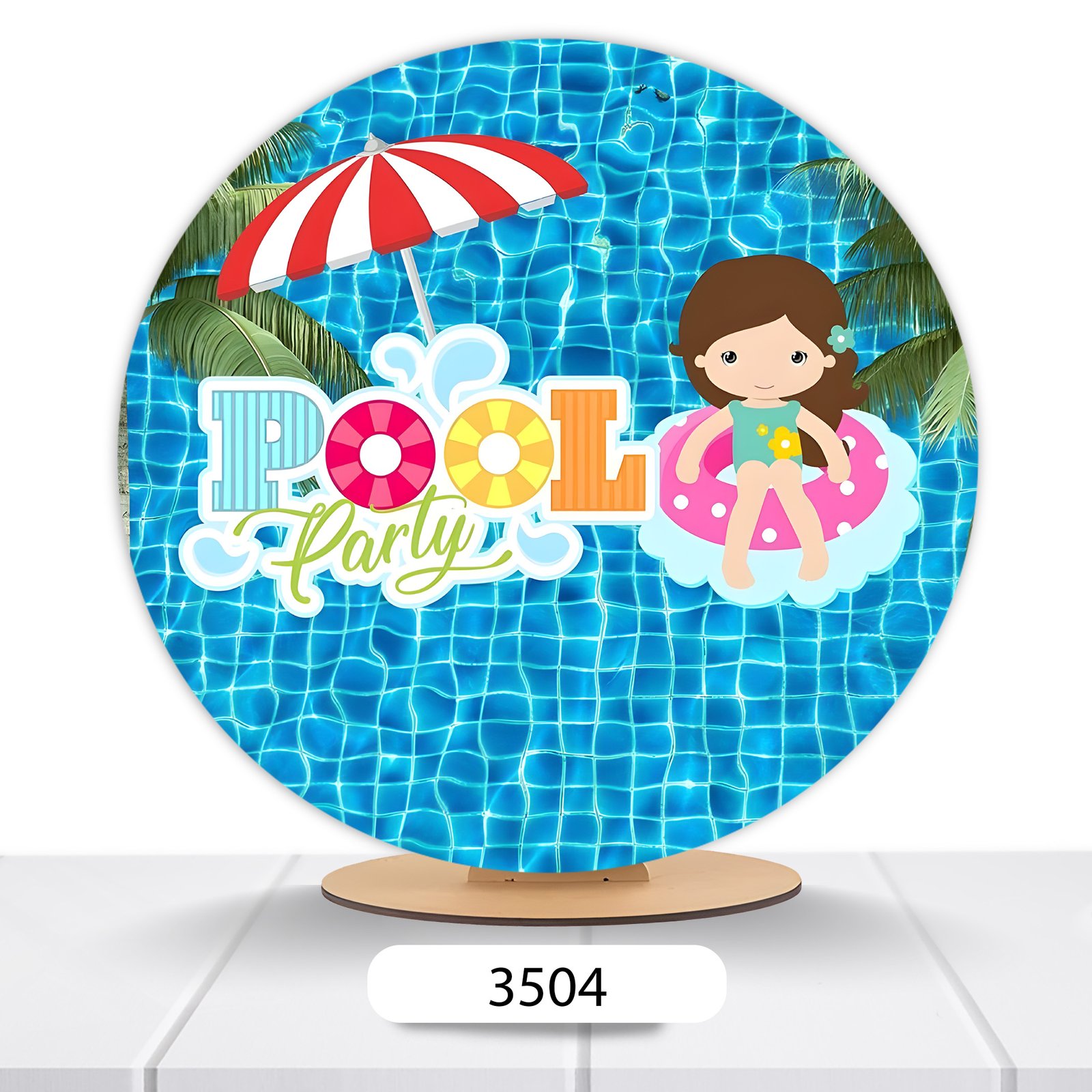 Painel Redondo Pool Party 50x50cm