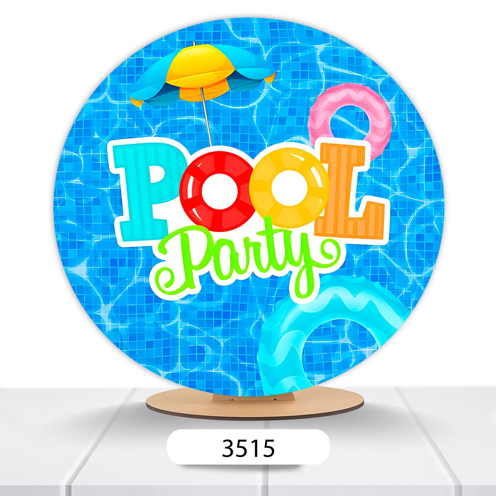 Painel Redondo Pool Party 50x50cm - Imagem 12