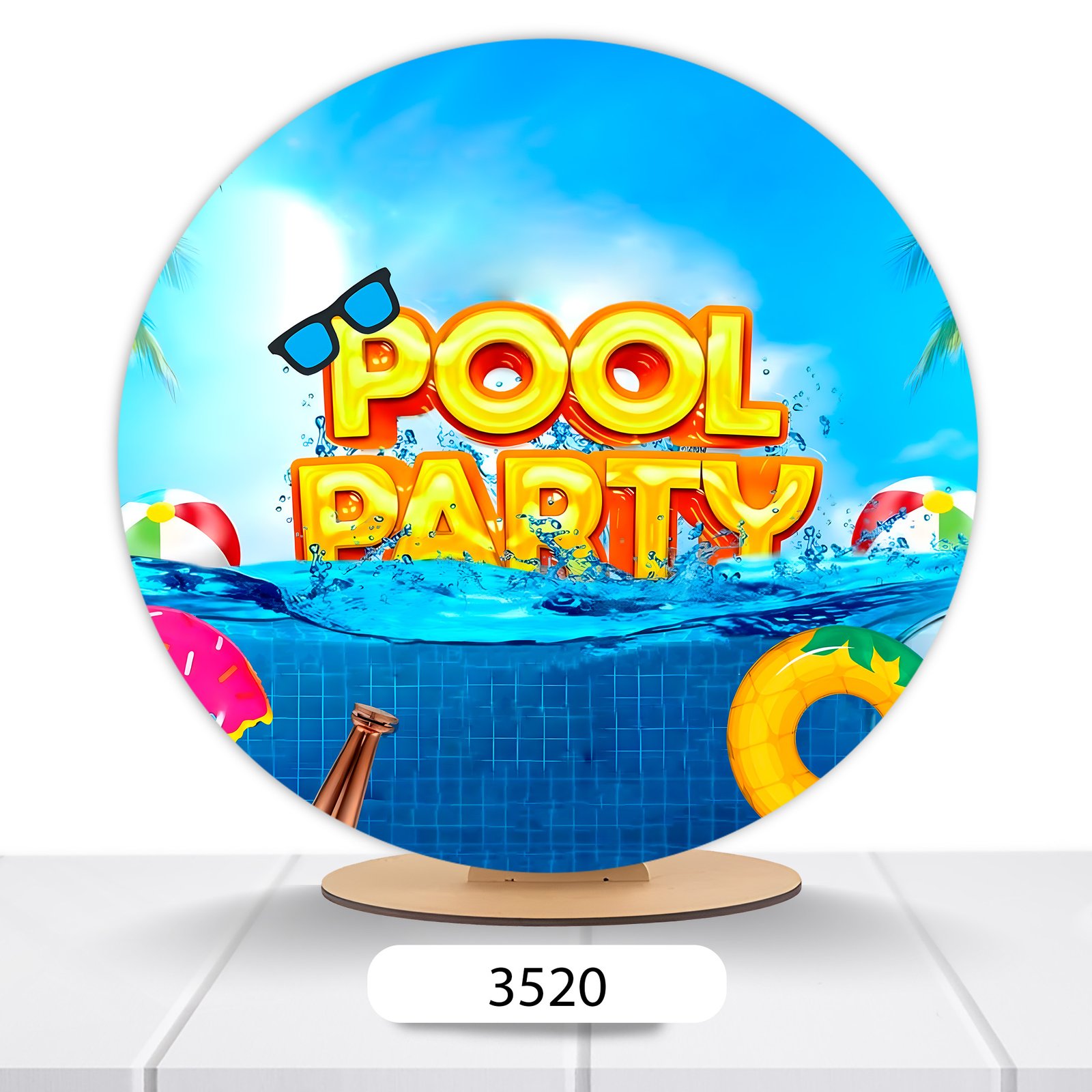 Painel Redondo Pool Party 50x50cm - Imagem 17