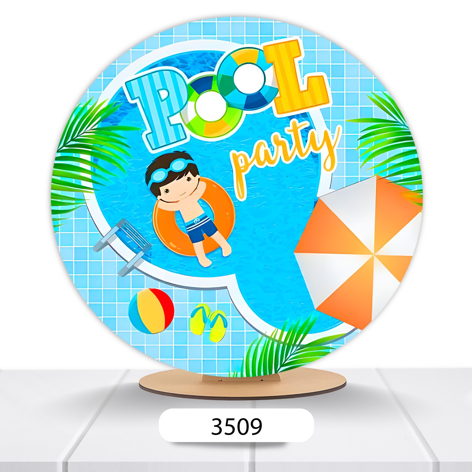 Painel Redondo Pool Party 50x50cm - Imagem 6