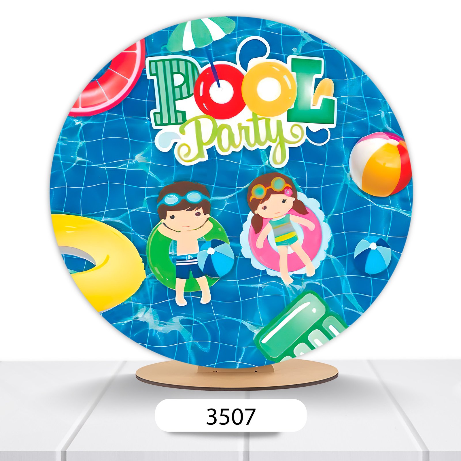 Painel Redondo Pool Party 50x50cm - Imagem 4