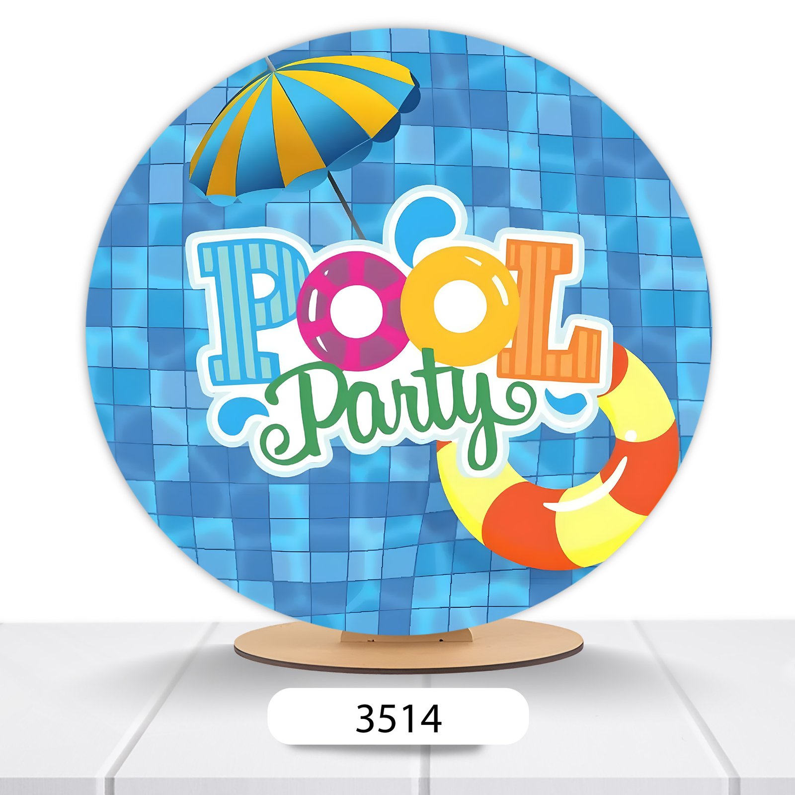 Painel Redondo Pool Party 50x50cm - Imagem 11