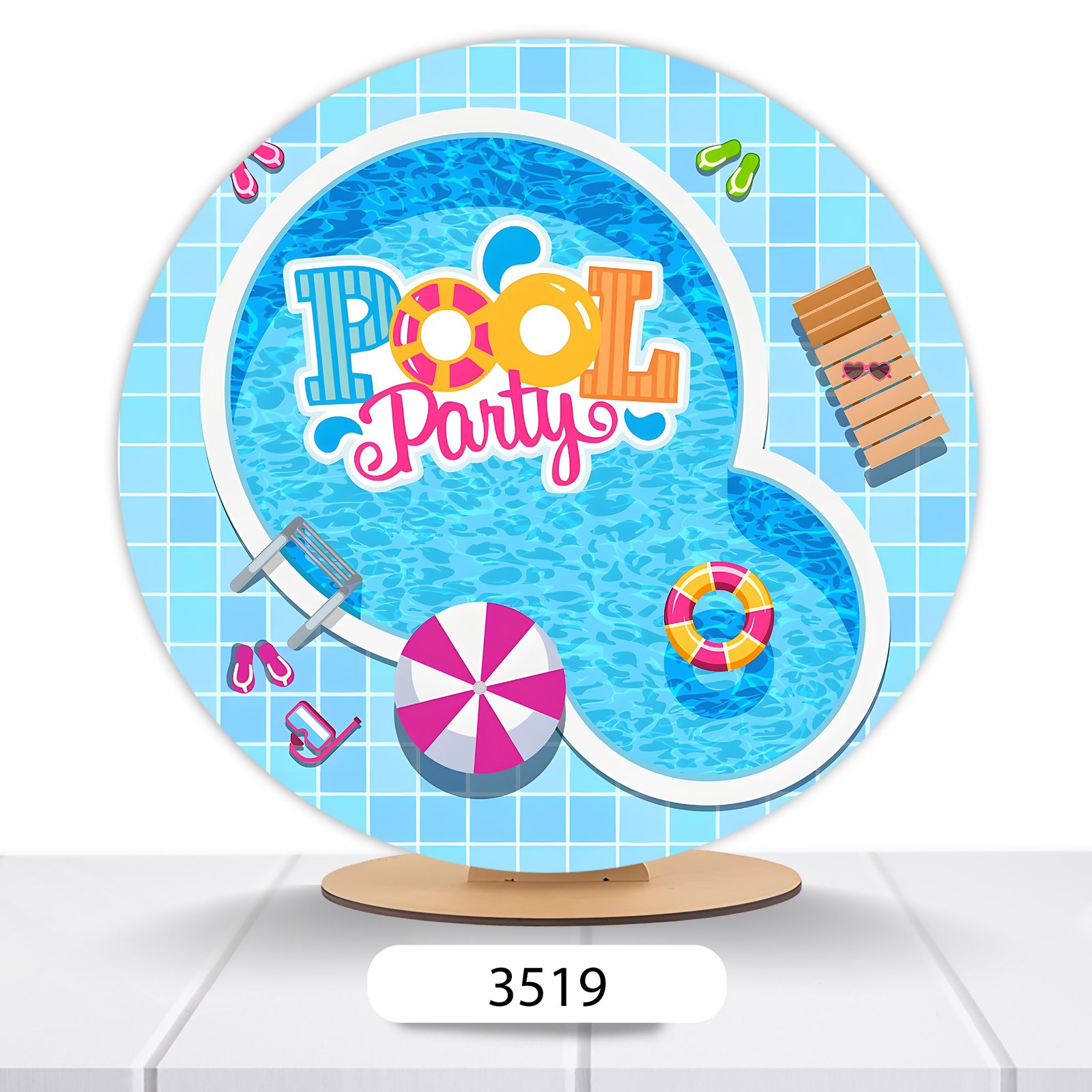 Painel Redondo Pool Party 50x50cm - Imagem 16