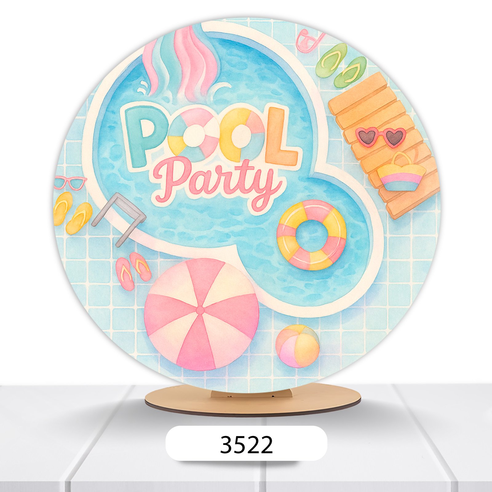 Painel Redondo Pool Party 50x50cm - Imagem 19