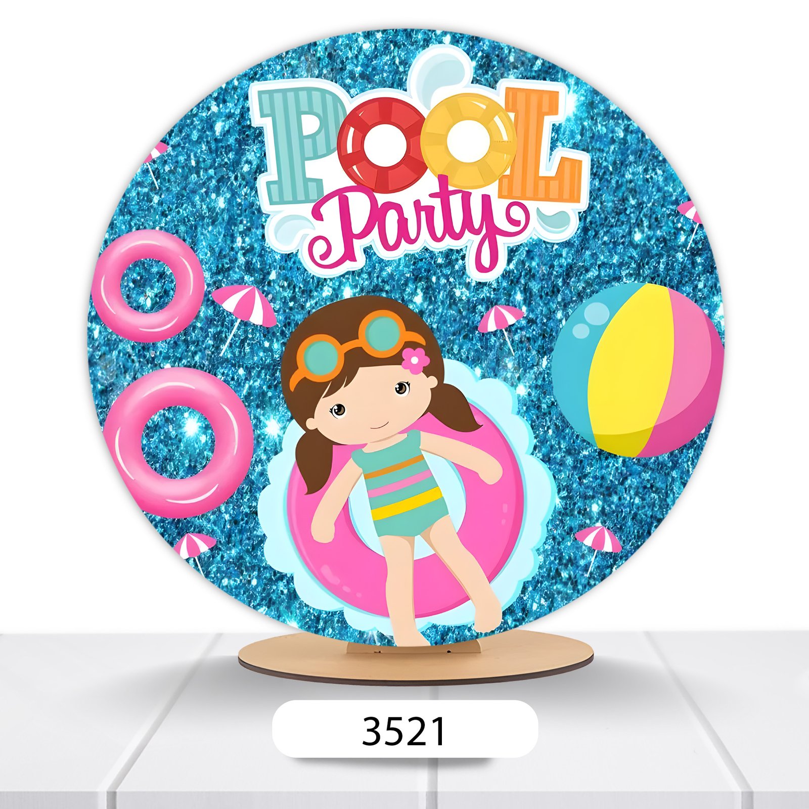 Painel Redondo Pool Party 50x50cm - Imagem 18