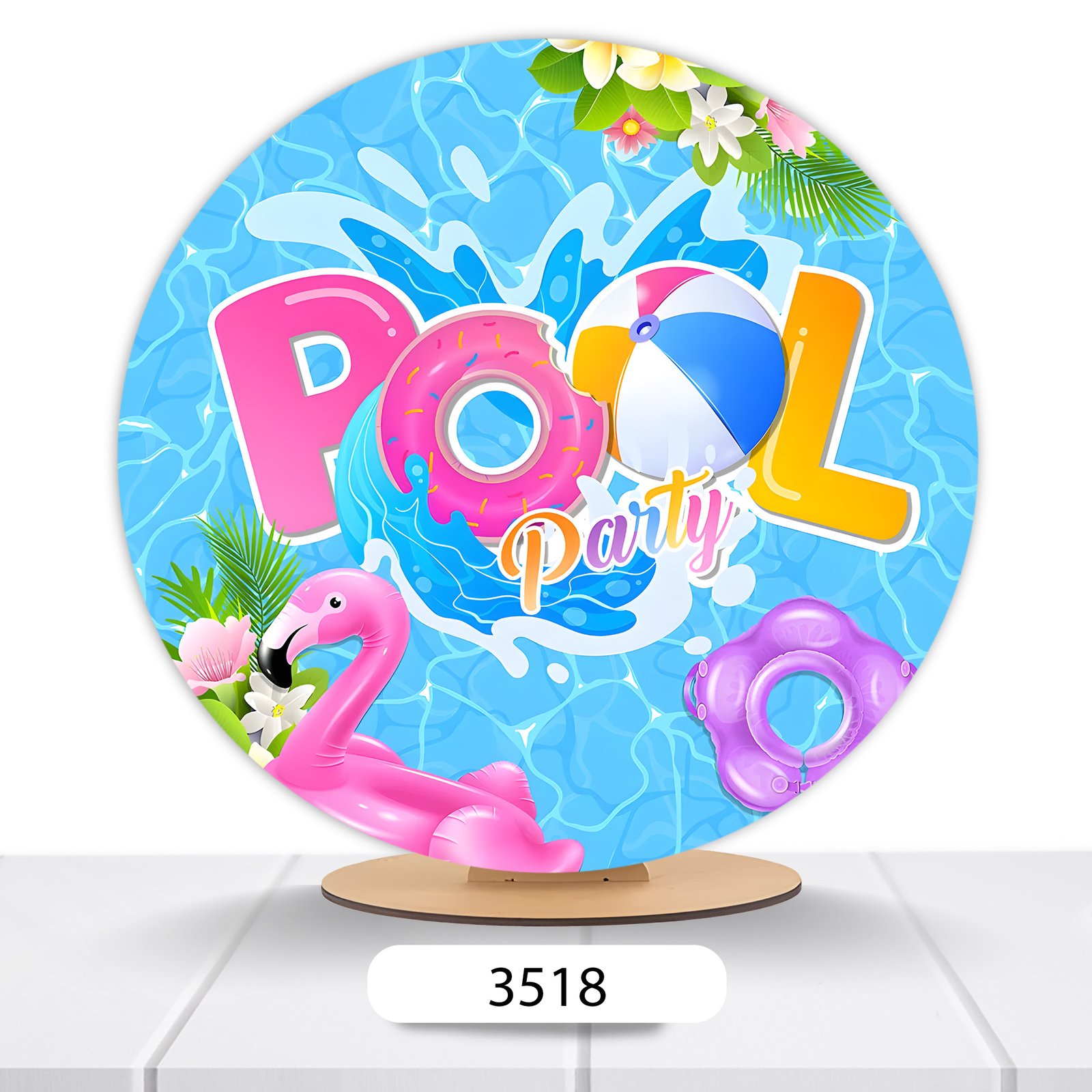 Painel Redondo Pool Party 50x50cm - Imagem 15