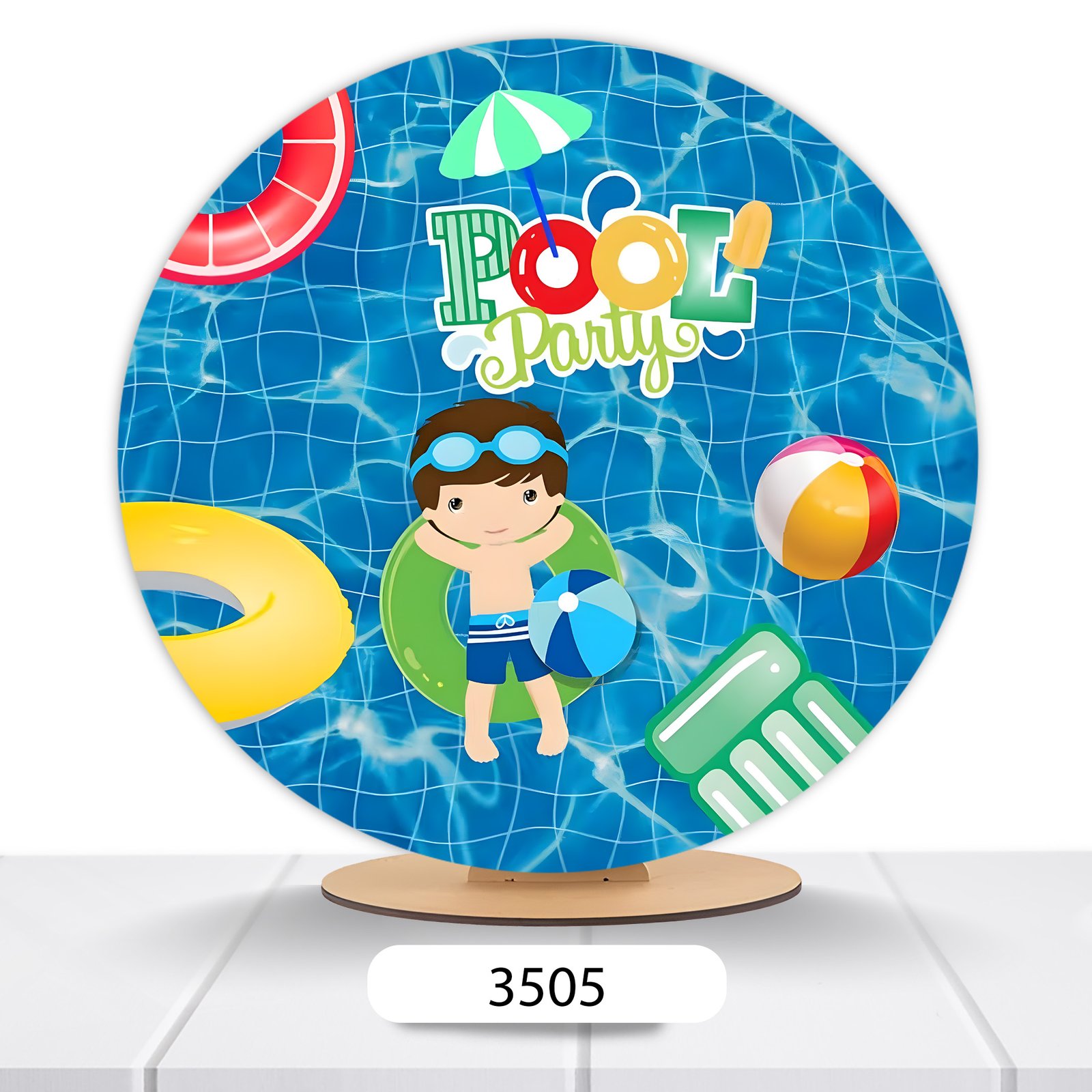 Painel Redondo Pool Party 50x50cm - Imagem 2