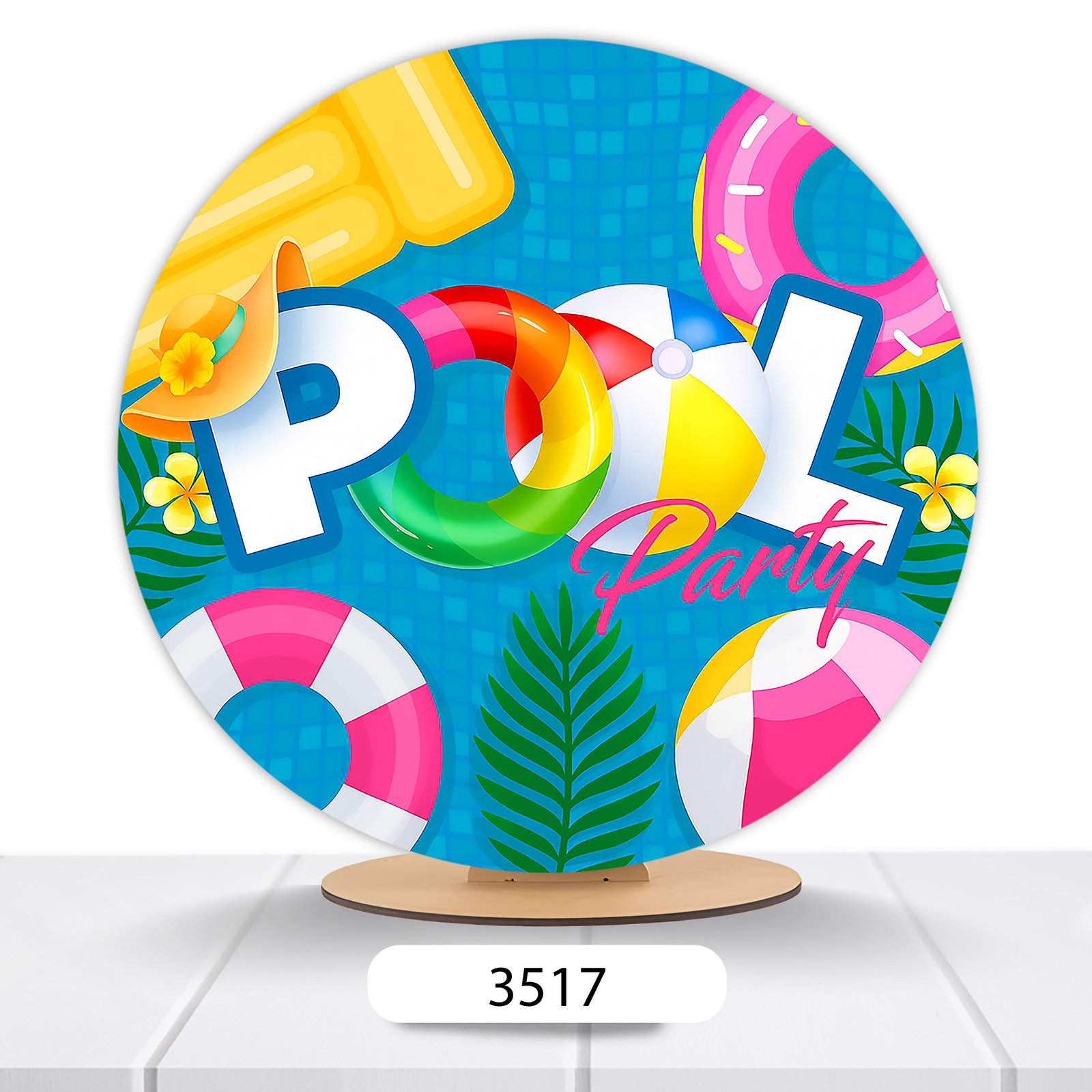 Painel Redondo Pool Party 50x50cm - Imagem 14