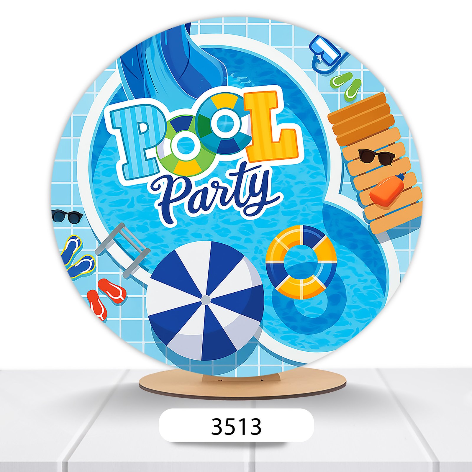 Painel Redondo Pool Party 50x50cm - Imagem 10