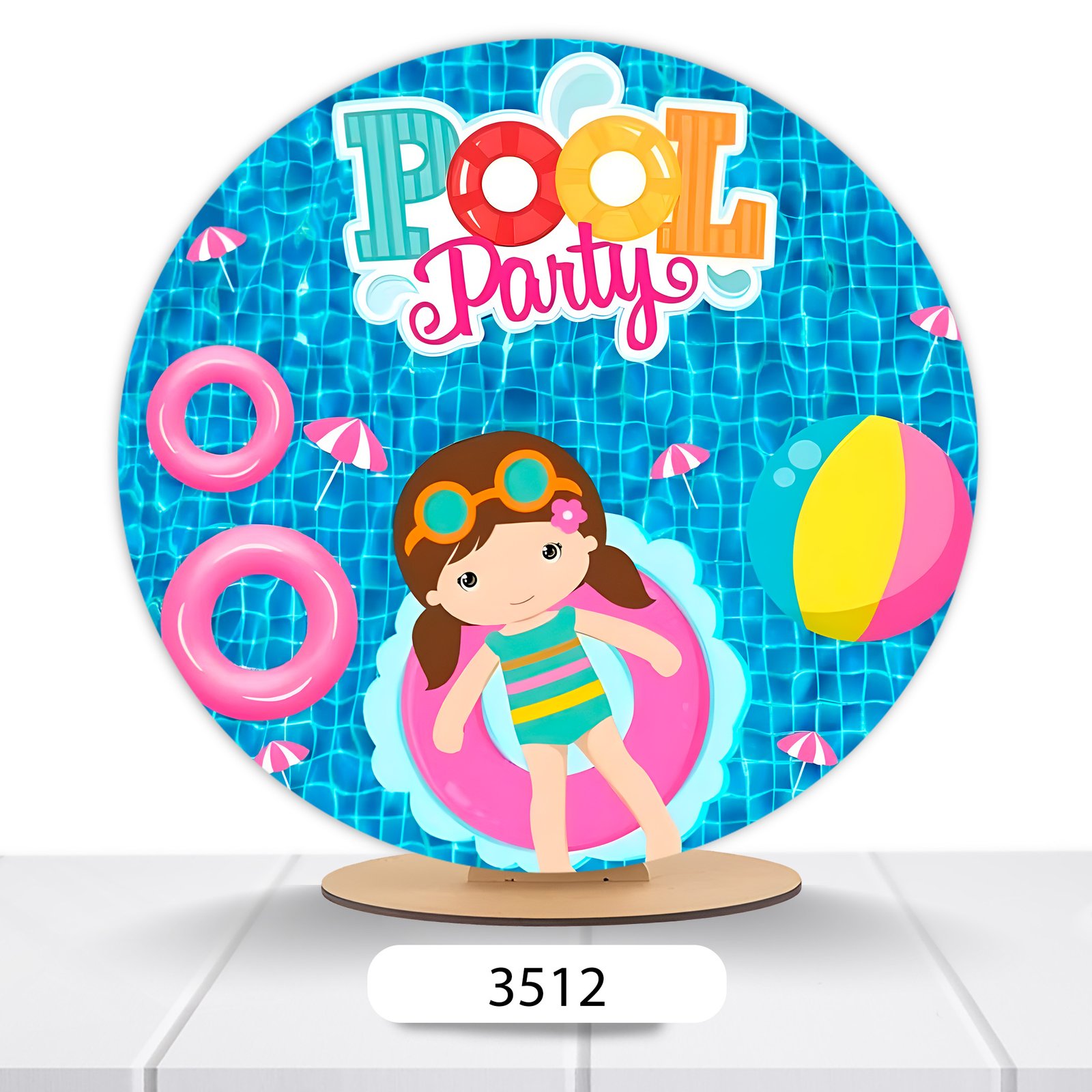 Painel Redondo Pool Party 50x50cm - Imagem 9